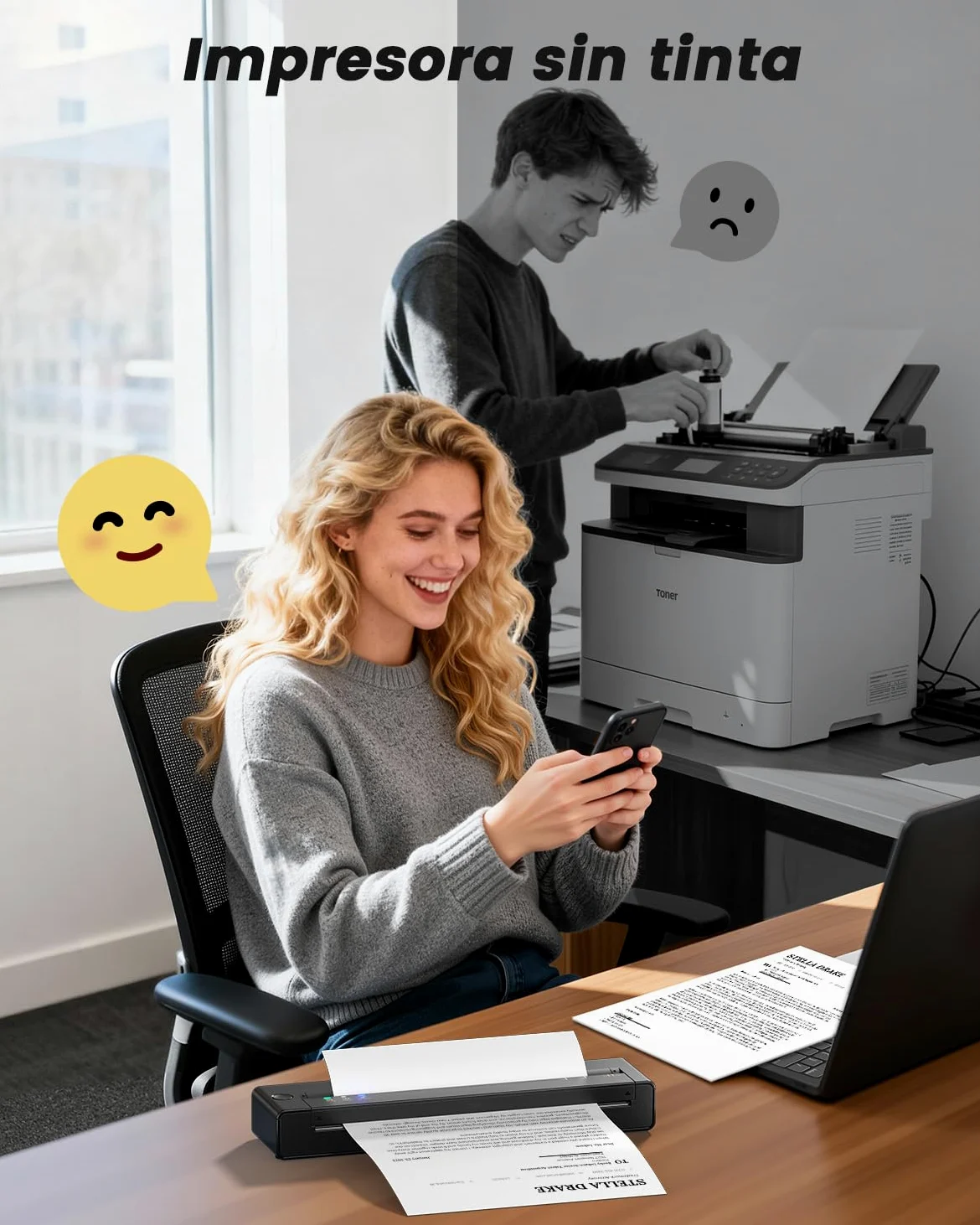 TATTMUSE Impresora Térmica Portátil A4 – Compatible con Tamaños A4/A5/B5, Conexión Bluetooth, Ideal para Estudio y Oficina, Impresión Monocromática, Viajar