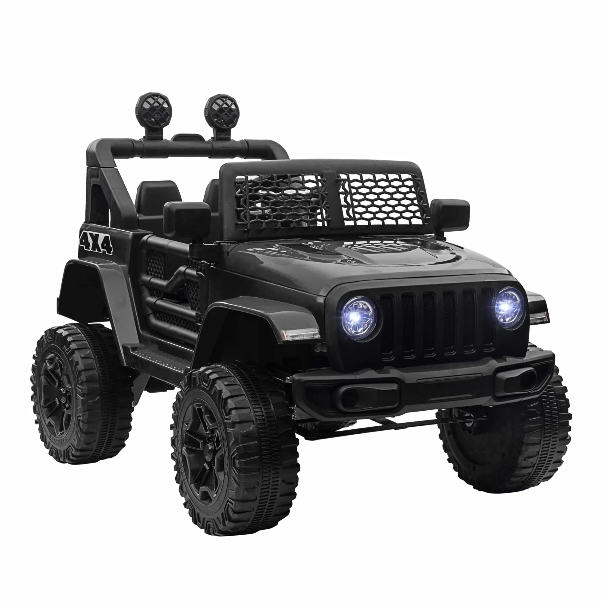 HOMCOM Coche Eléctrico para Niños 12V, Vehículo Todoterreno con 2 Motores, Control Remoto 2,4G, Negro
