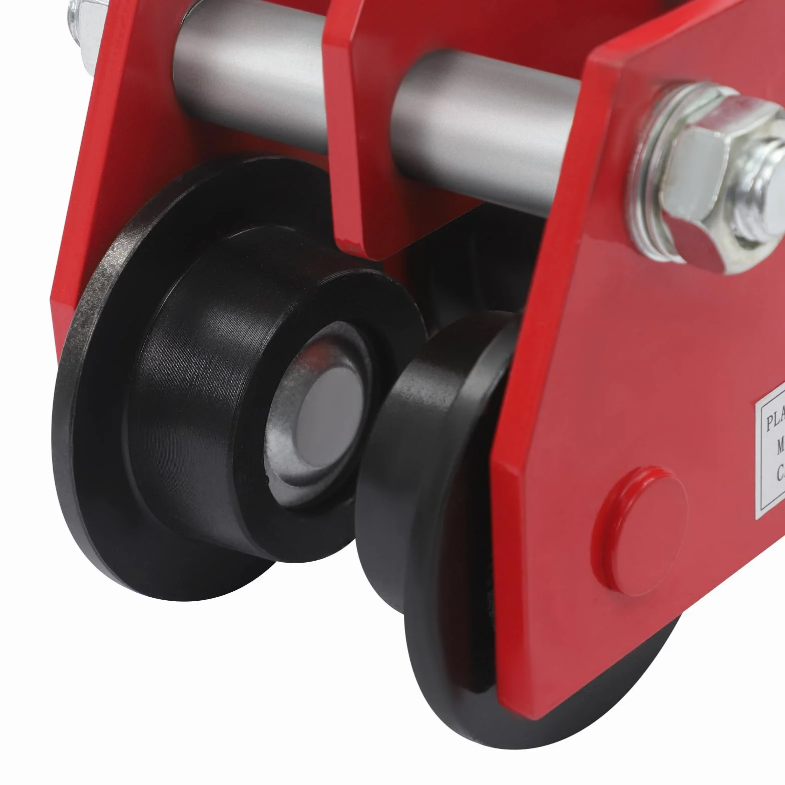 Carro de vigas 3T, carretilla manual para vigas en I, capacidad de carga de 3000 kg, ruedas ajustables para taller, almacén e industria (rojo/negro) - Robusto polipasto para artesanos y profesionales