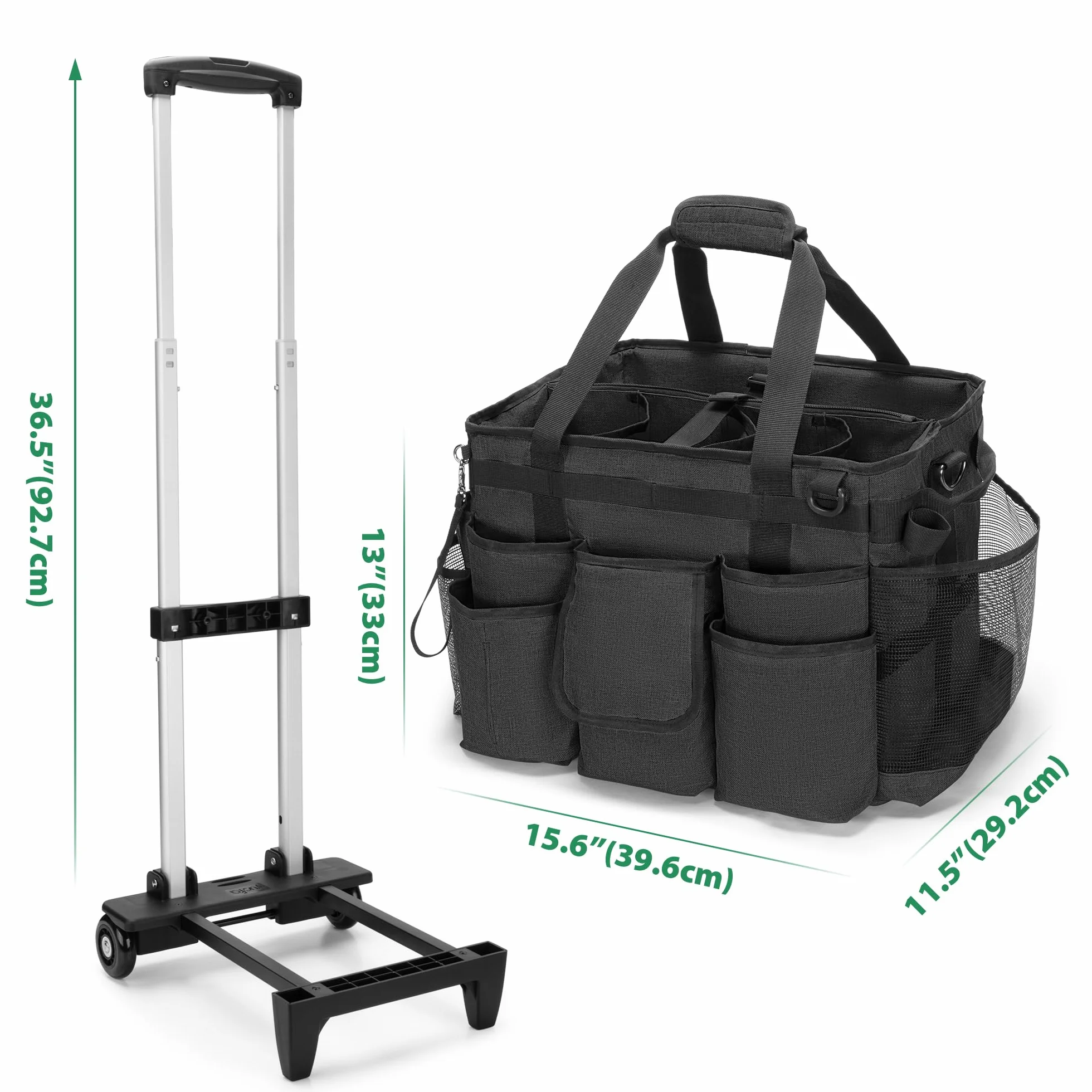 LoDrid Carrito de Limpieza rodante con Carrito Desmontable, Carrito de Limpieza portátil con Ruedas para Suministros de Limpieza, Bolsa de Limpieza Profesional con Correa para el Hombro para amas de