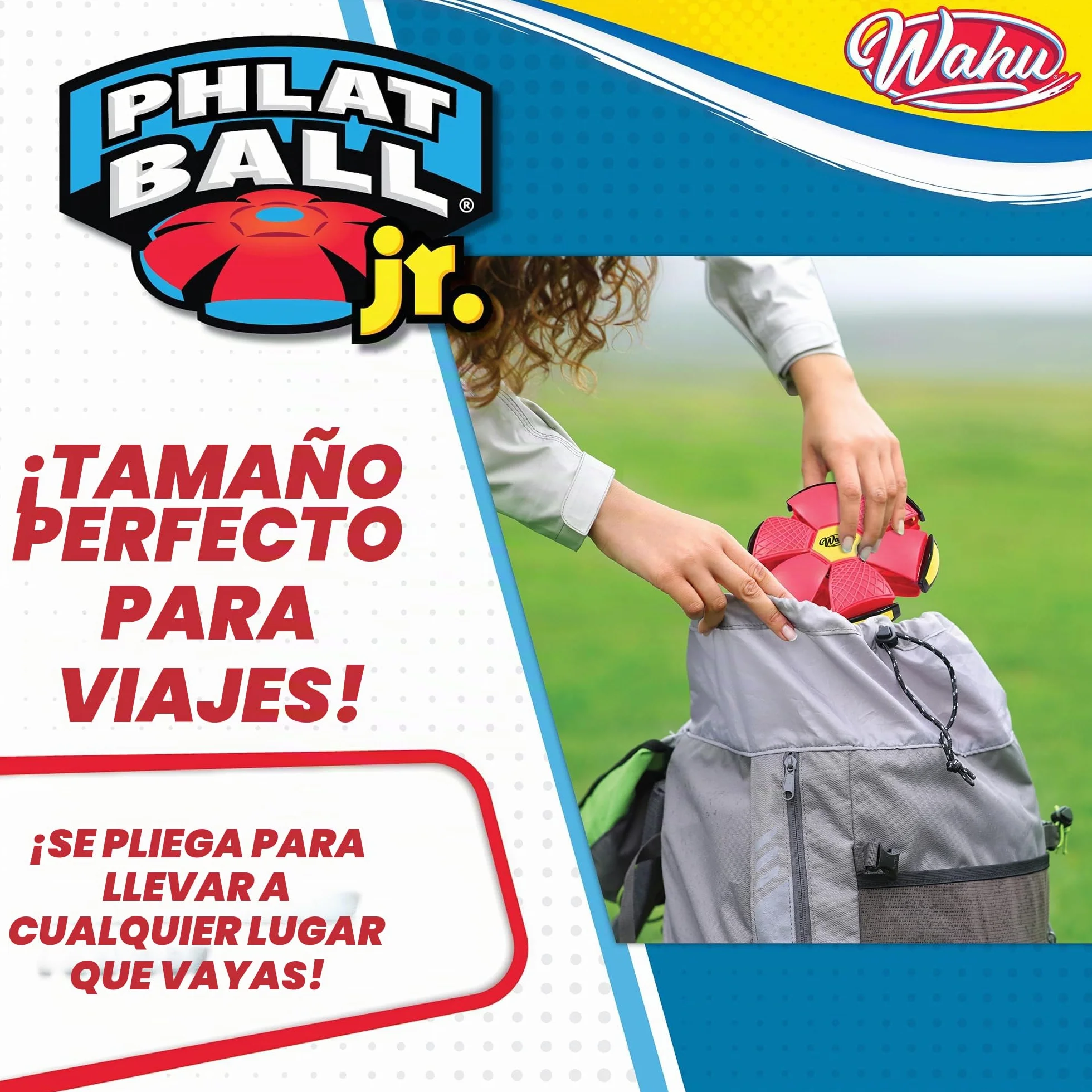 Wahu PHLAT BALL Junior Mini Frisbee Transformable en Balón 10,2 cm Balón 15,2 cm Frisbee Juguetes de Exterior para Niños