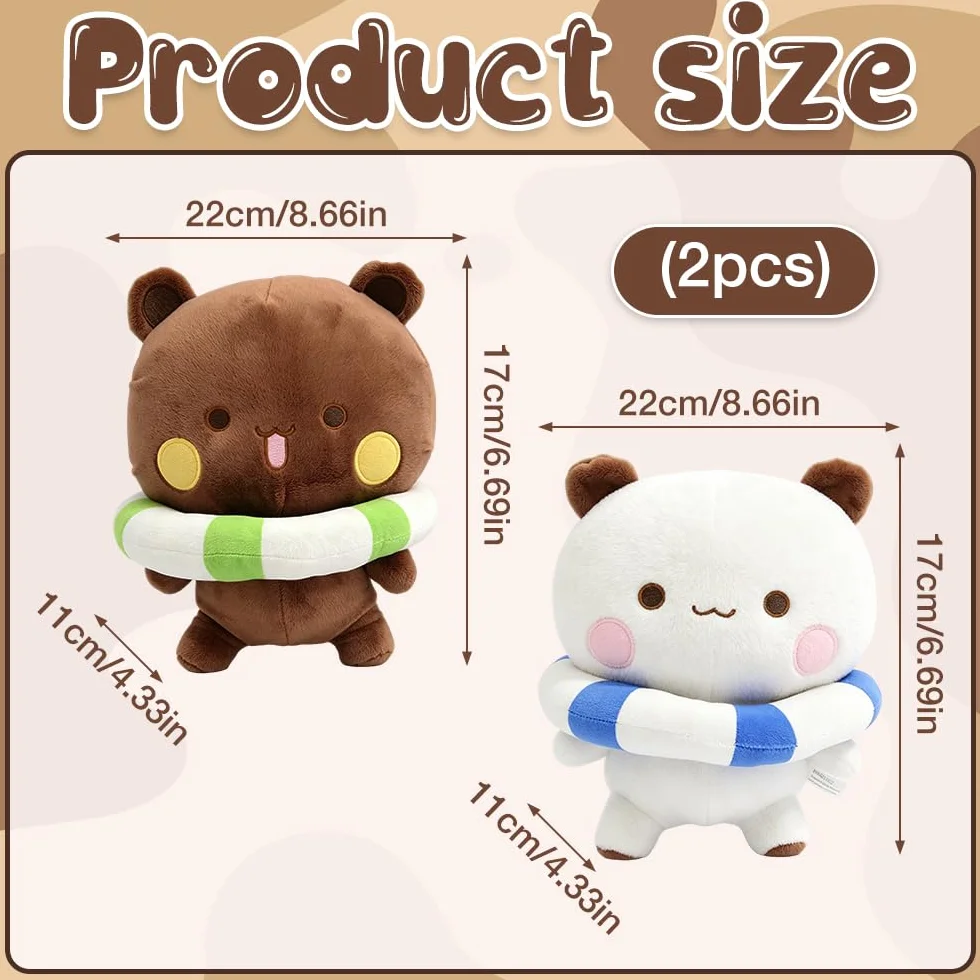 Peluche Bubu y Dudu 22cm Oso y Panda Almohada Cojín