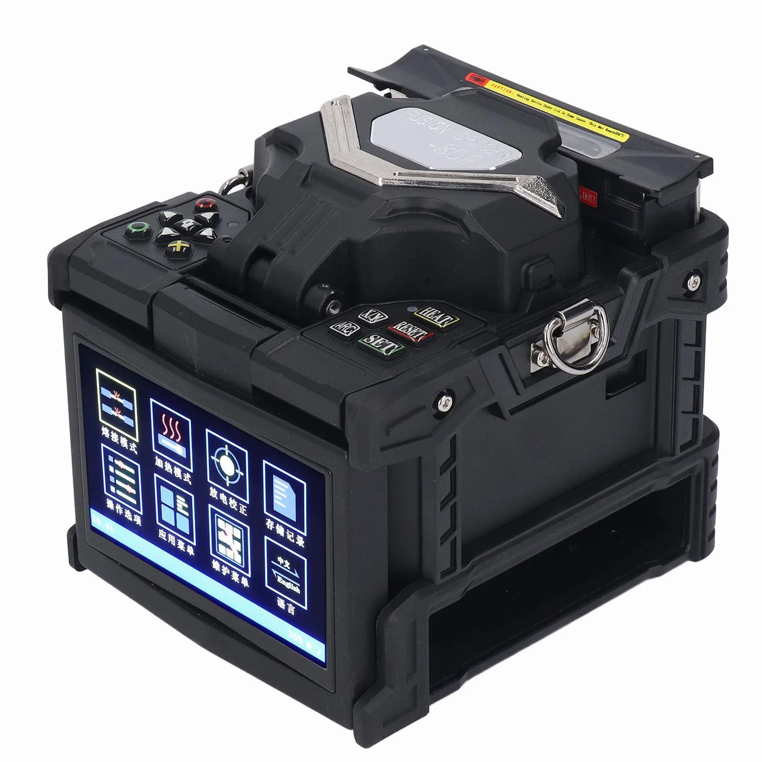 Elprico Empalmador de Fusión de Fibra óptica SKL-80F, Máquina de Empalme de Fibra óptica de Calentamiento Automático con Pantalla LCD de 5 Pulgadas, (Enchufe de la UE)