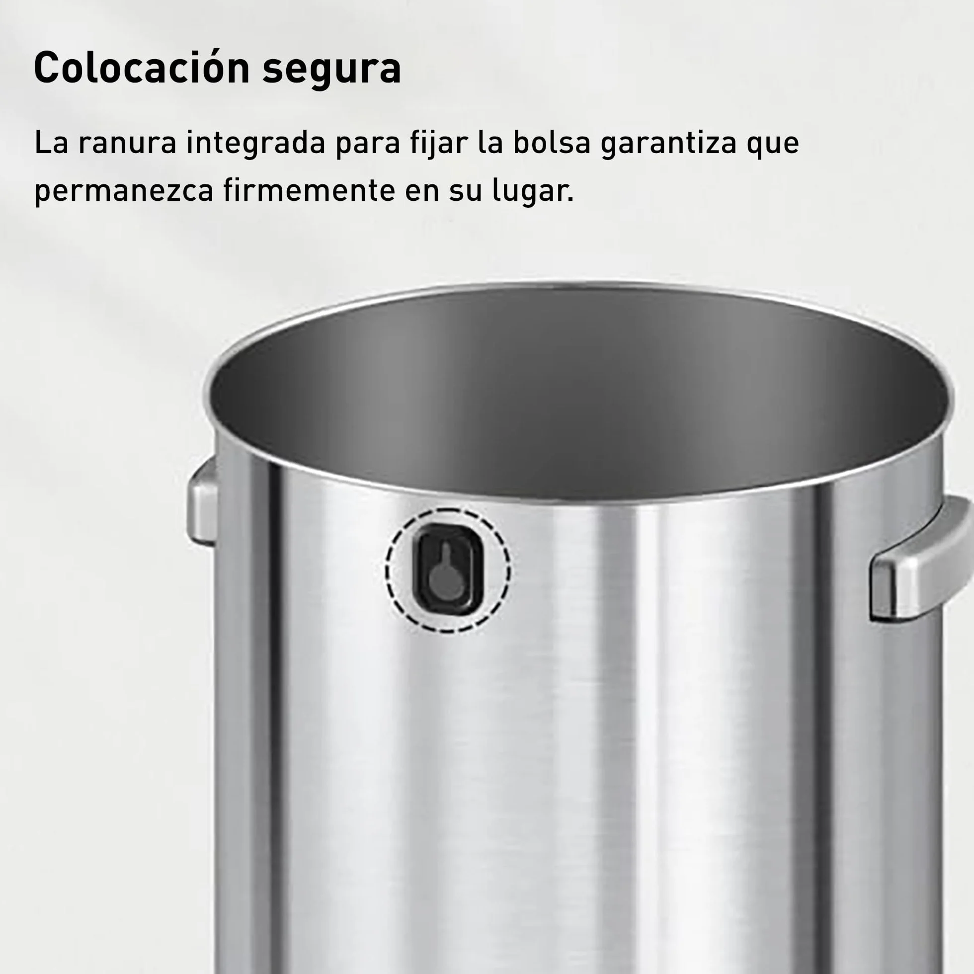 EKO Cubo de Basura 60 L. Uso Comercial, Acero Inoxidable Cepillado, Uso en Exteriores, Interiores. Ideal en Espacios Grandes. Acabado antihuellas, Papelera Moderna y Robusta.