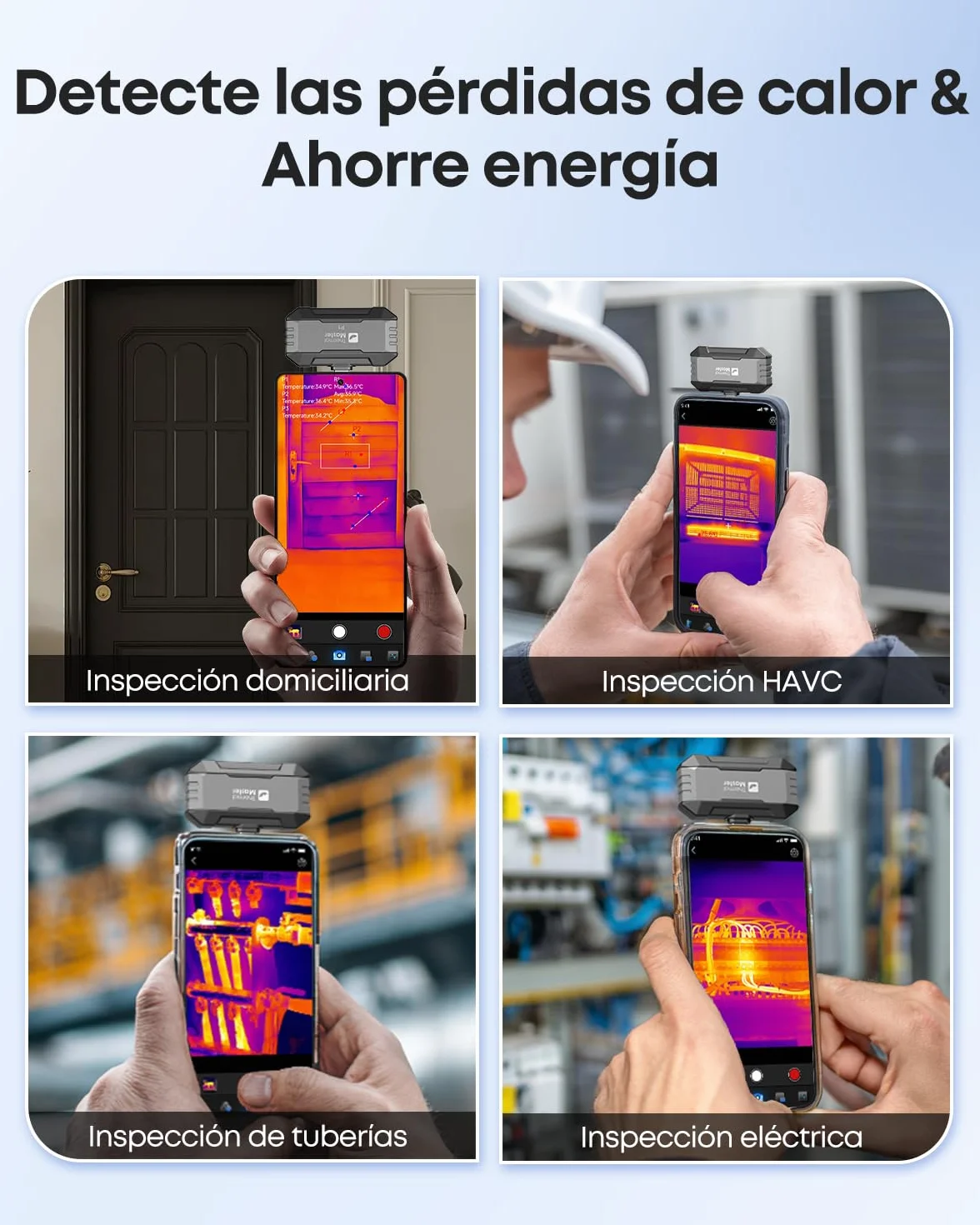 Cámara térmica Thermal Master P1 para iPhone 15/16 y Android, cámara infrarroja térmica con resolución IR X³ 320x240, -20℃-600℃, inspección del hogar, zoom 15x