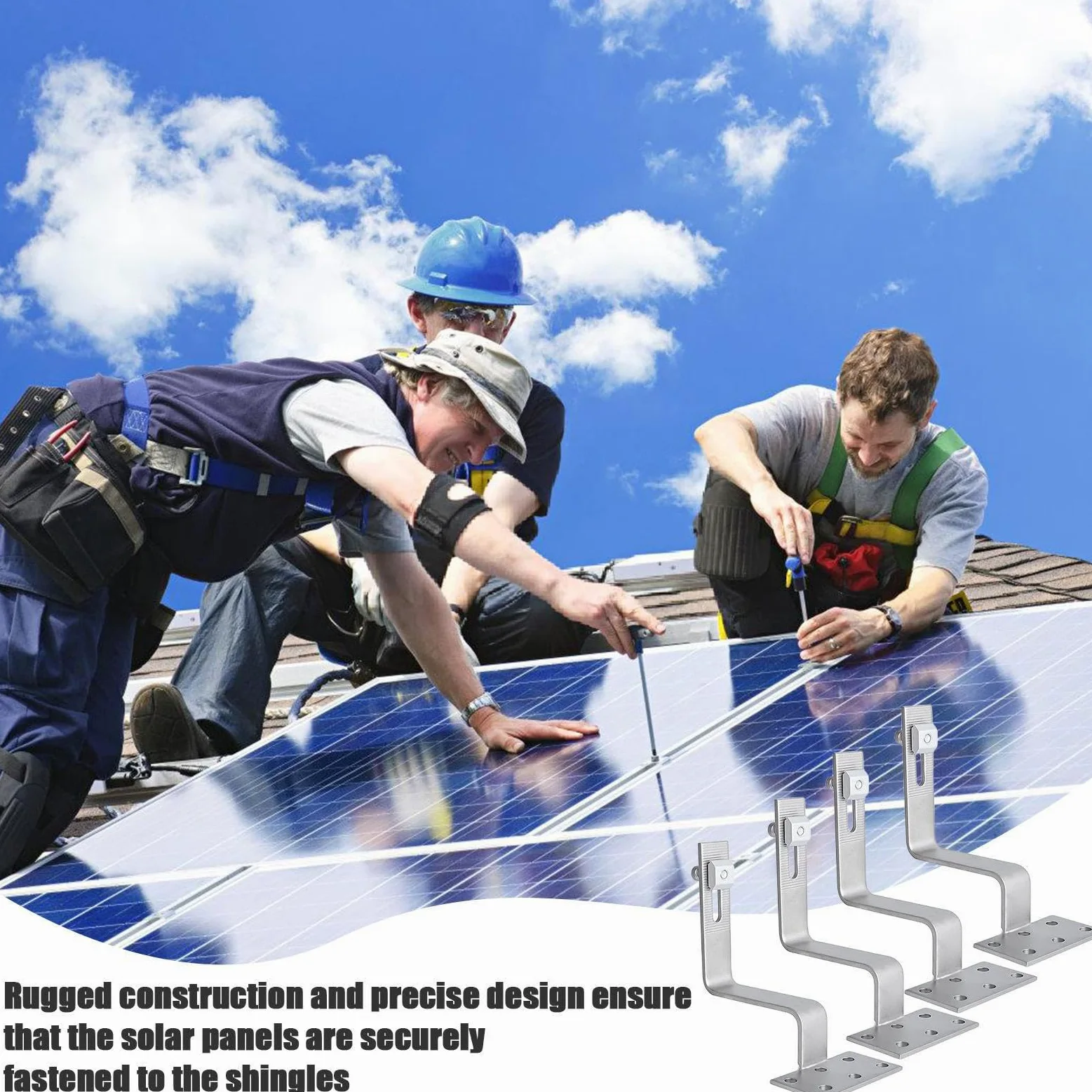 Ganchos Para Paneles Fotovoltaicos - De Aleación, Conector De Montaje | Hardware De Soporte De Paneles Resistente A Los Agentes Atmosféricos, Estructura De Fijación De La Guía Reforzada, Dureza