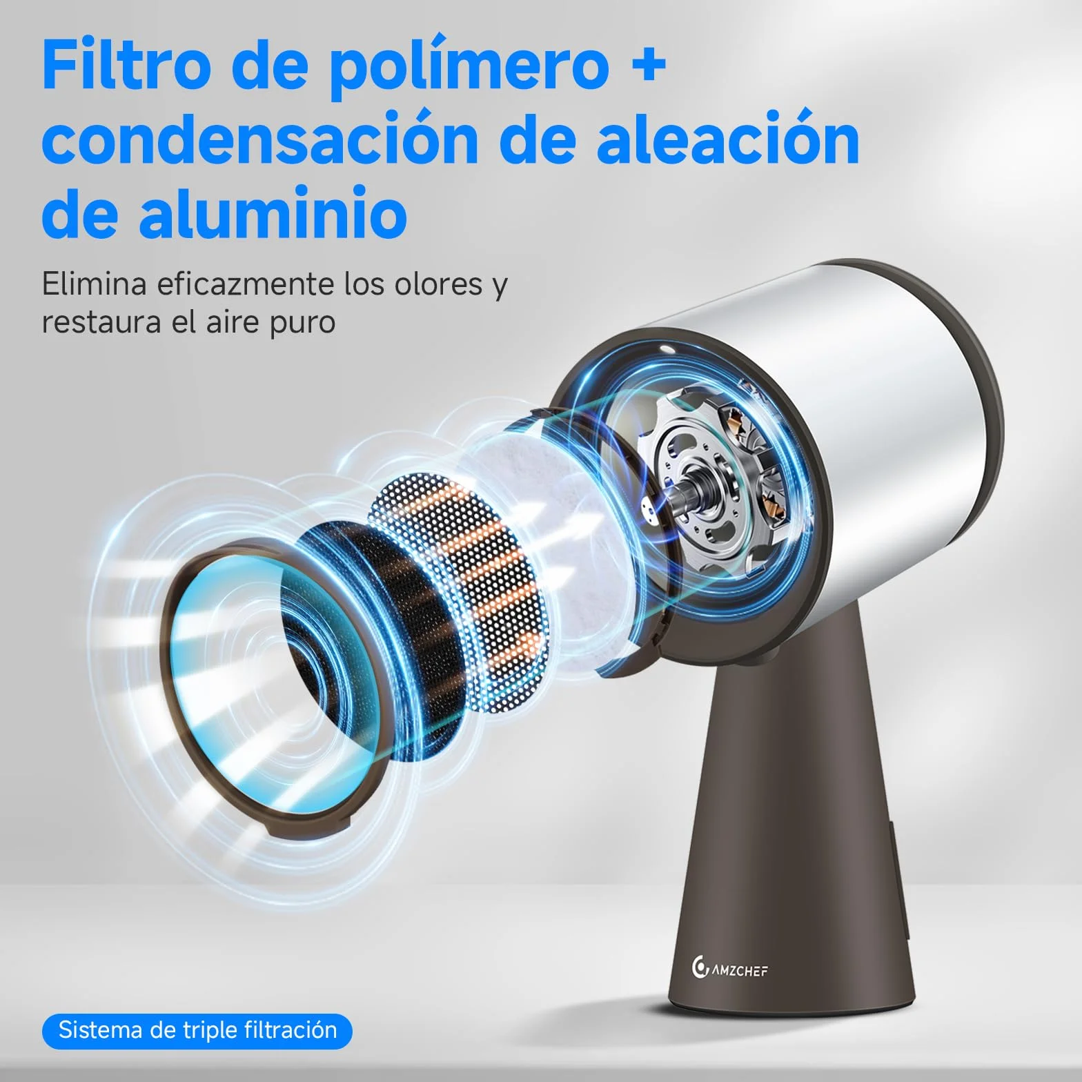 AMZCHEF Campana extractora portátil 120 m³/h 3 velocidades bajo ruido marrón