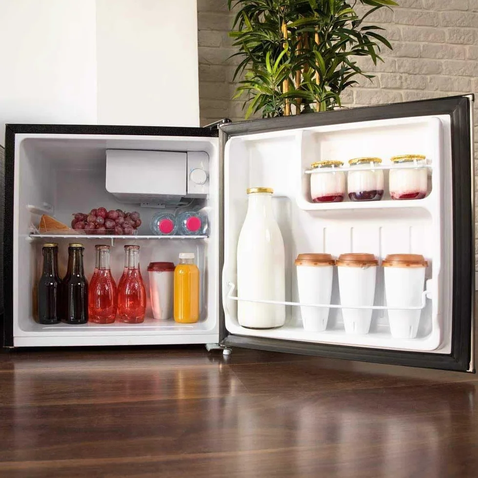 Cecotec Nevera Pequeña Frigorífico Mini Minibar 46L GrandCooler 20000 SilentCompress Inox E. Altura 48,7cm, 48 cm de Ancho, Bajo Consumo, Puerta Reversible, Funcionamiento Cíclico, Inox