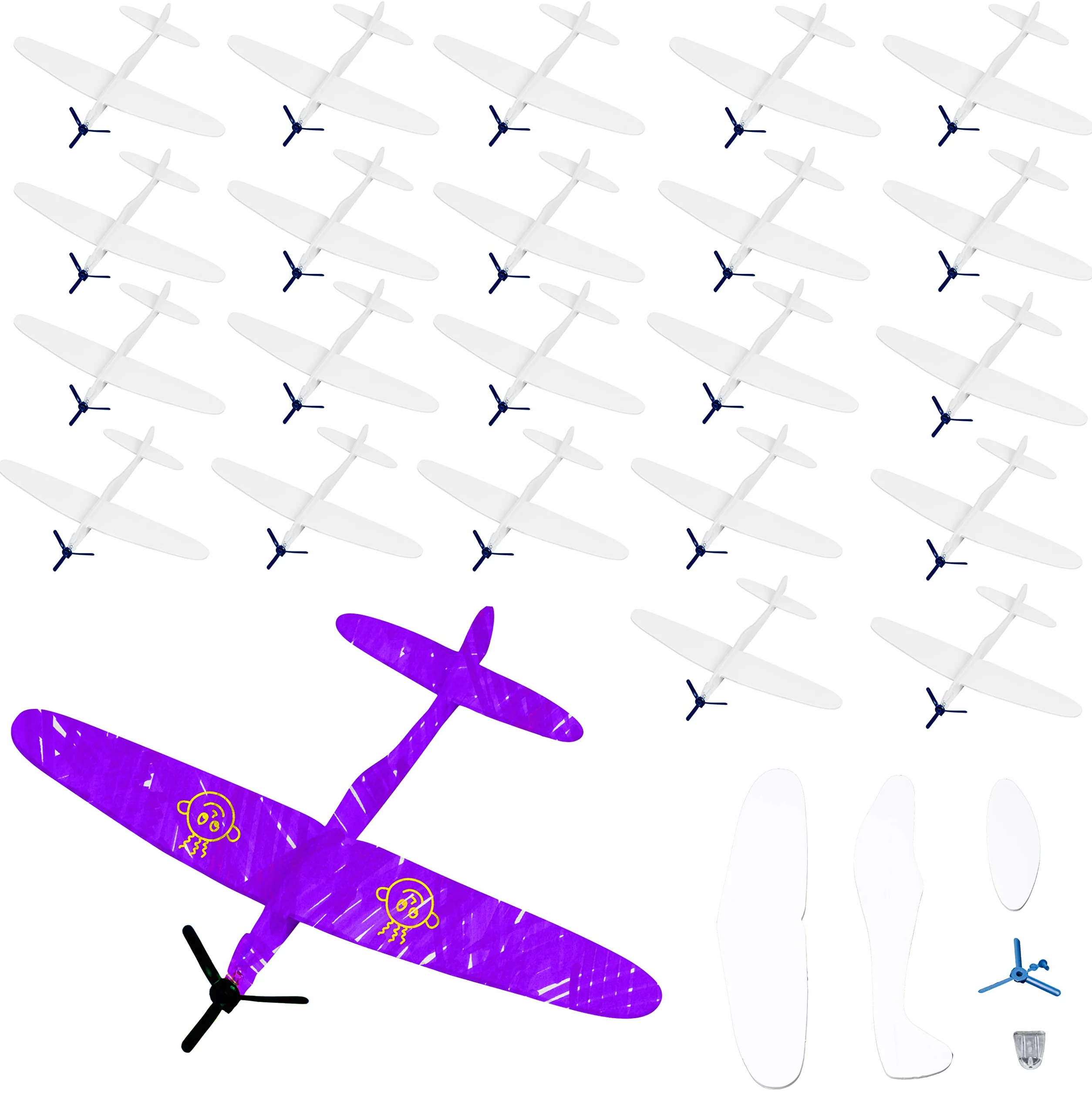 THE TWIDDLERS 24 Aviones Planeadores Colorear y Montar Juguetes Favores de Fiesta
