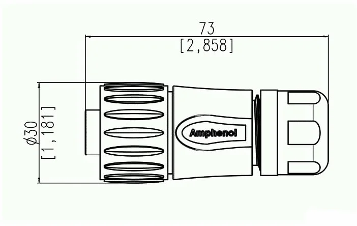 Amphenol Ecomate C016 30D006 110 12 Caja de cables de 6 pines conector redondo negro