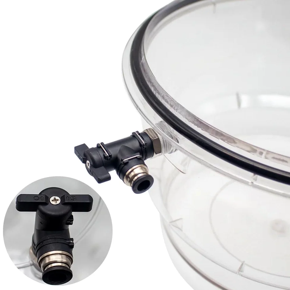 Secador De Vacío De Plástico De Policarbonato De 150 Mm, Válvula Doble De Almacenamiento De Desecador De Laboratorio Con Manómetro
