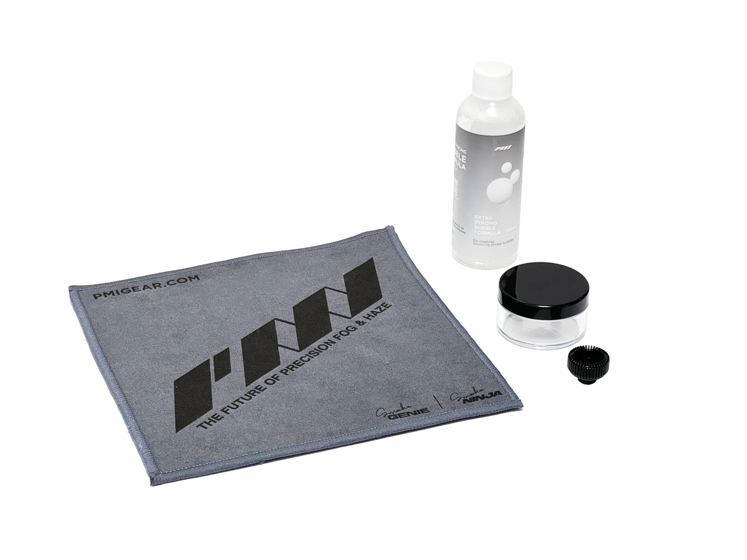 PMI SmokeNINJA PRO Kit de boquilla de burbujas, solución 100 ml, plato, paño de limpieza