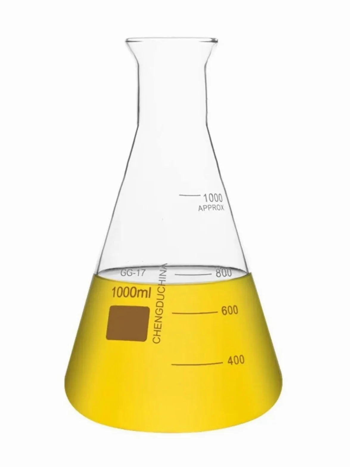 Matraz Erlenmeyer de vidrio de laboratorio de 50 ml a 2000 ml, recipiente cónico for experimentos de laboratorio, matraz triangular de boca ancha.(1000ml)