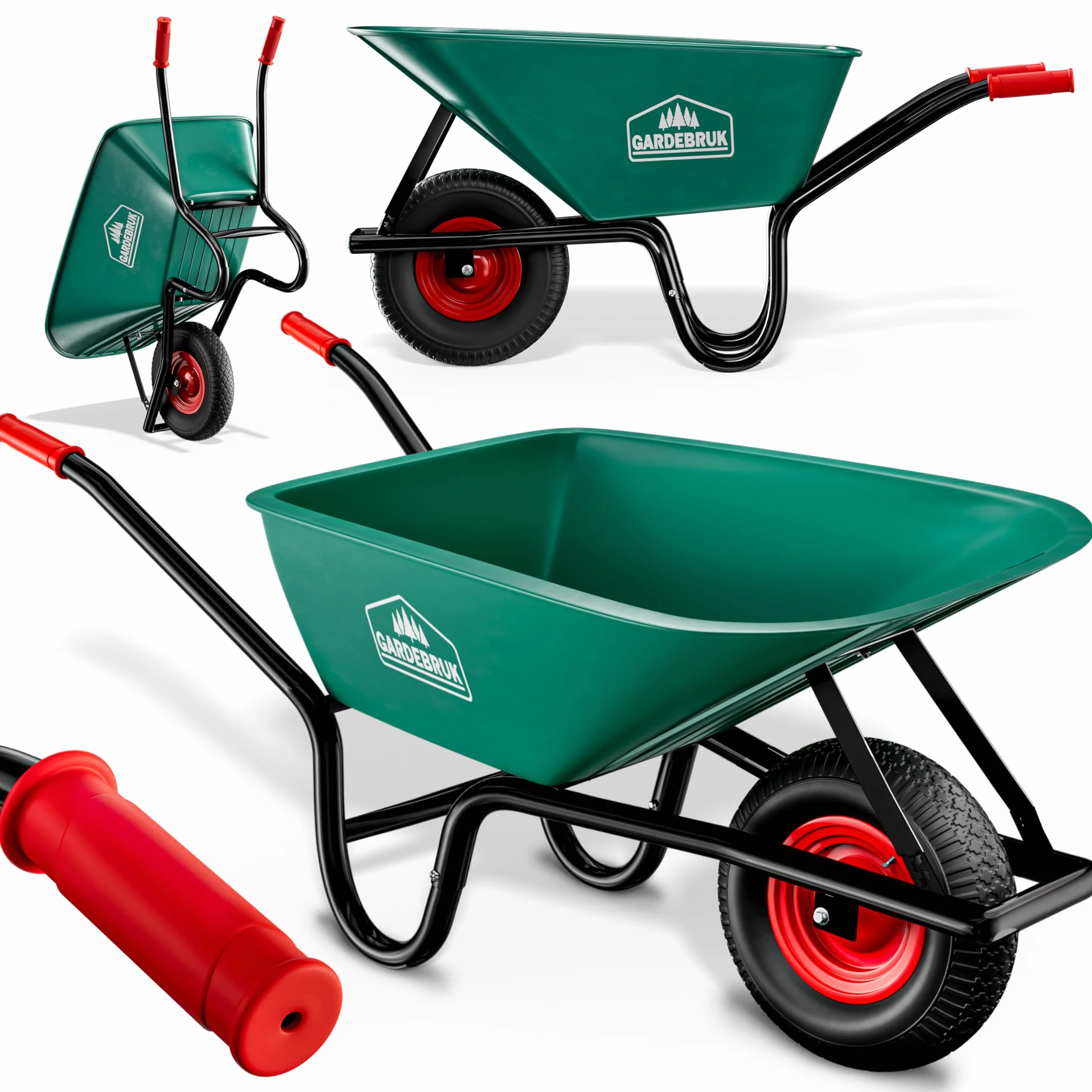 GARDEBRUK® Carretilla de Jardín 100L 250KG Llanta Acero Resistente Todoterreno