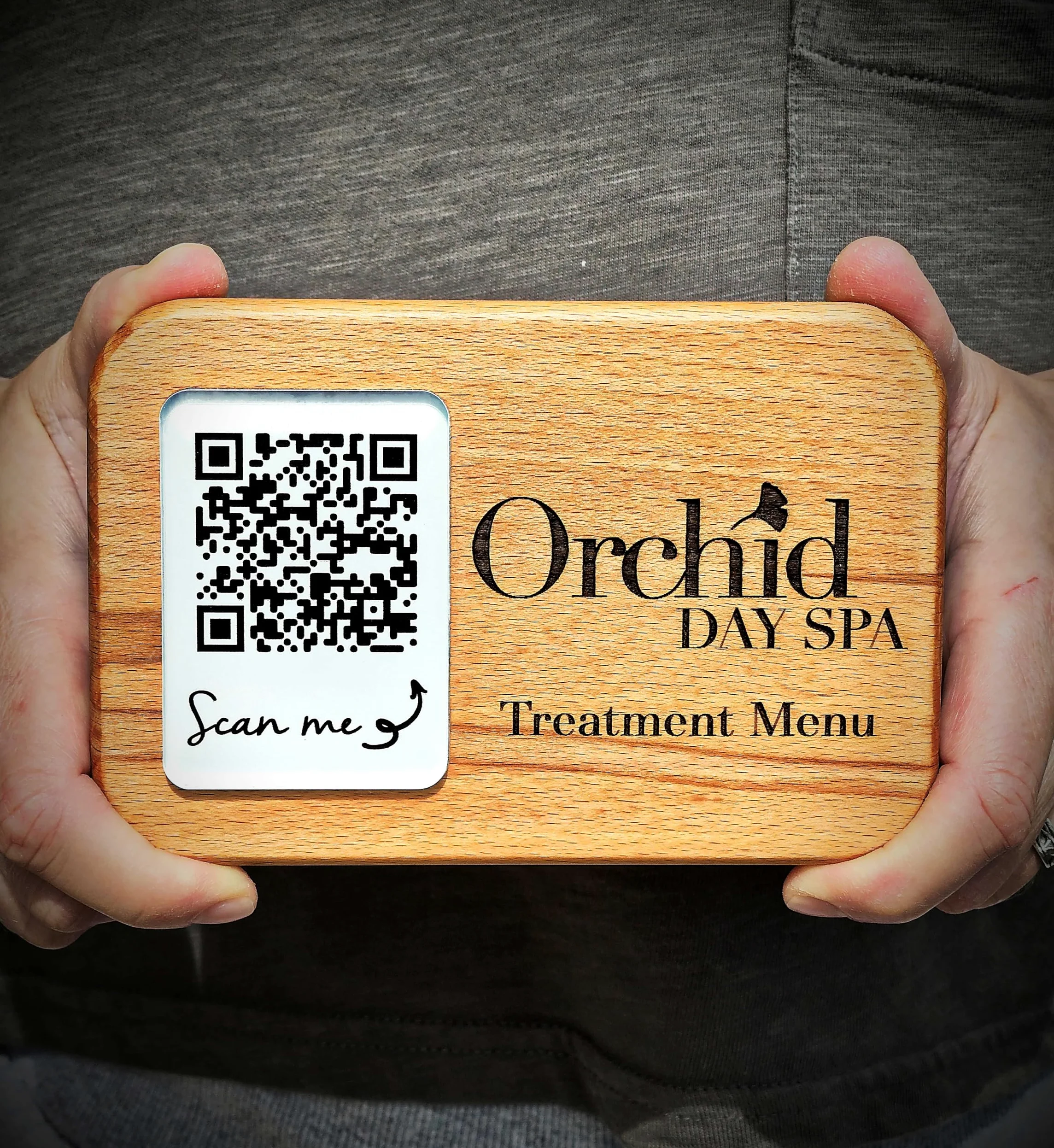 Paquete de 5 carteles de madera acrílica grabados para dejar reseñas de precios menú de pago qr soporte de señal para café, restaurante, tienda