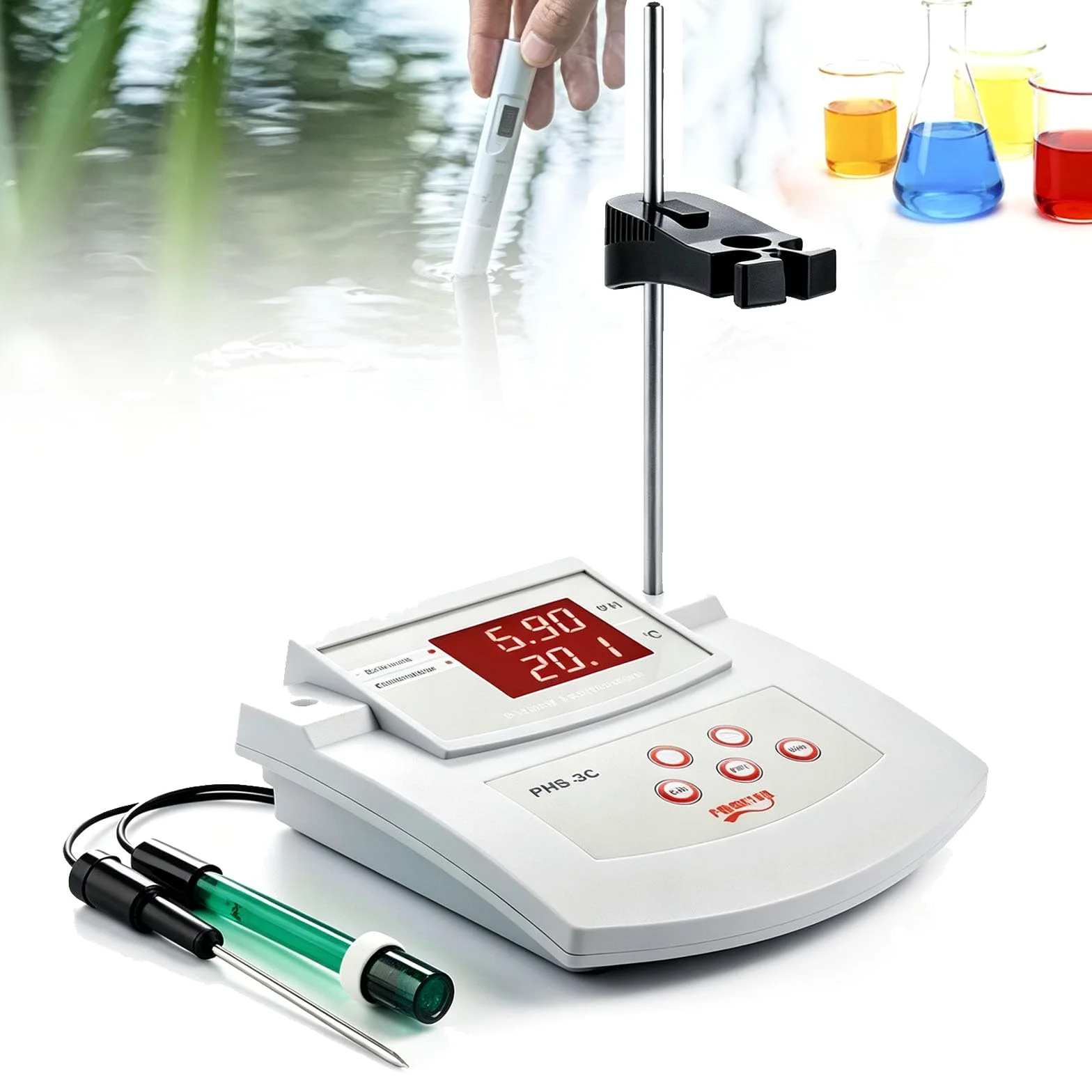 Medidor Digital De Ph Y Temperatura De Sobremesa, Medidor De Ph De Laboratorio, Autocalibración De 2 Puntos Y Compensación Automática De Temperatura, Precisión De ±0,01 Ph