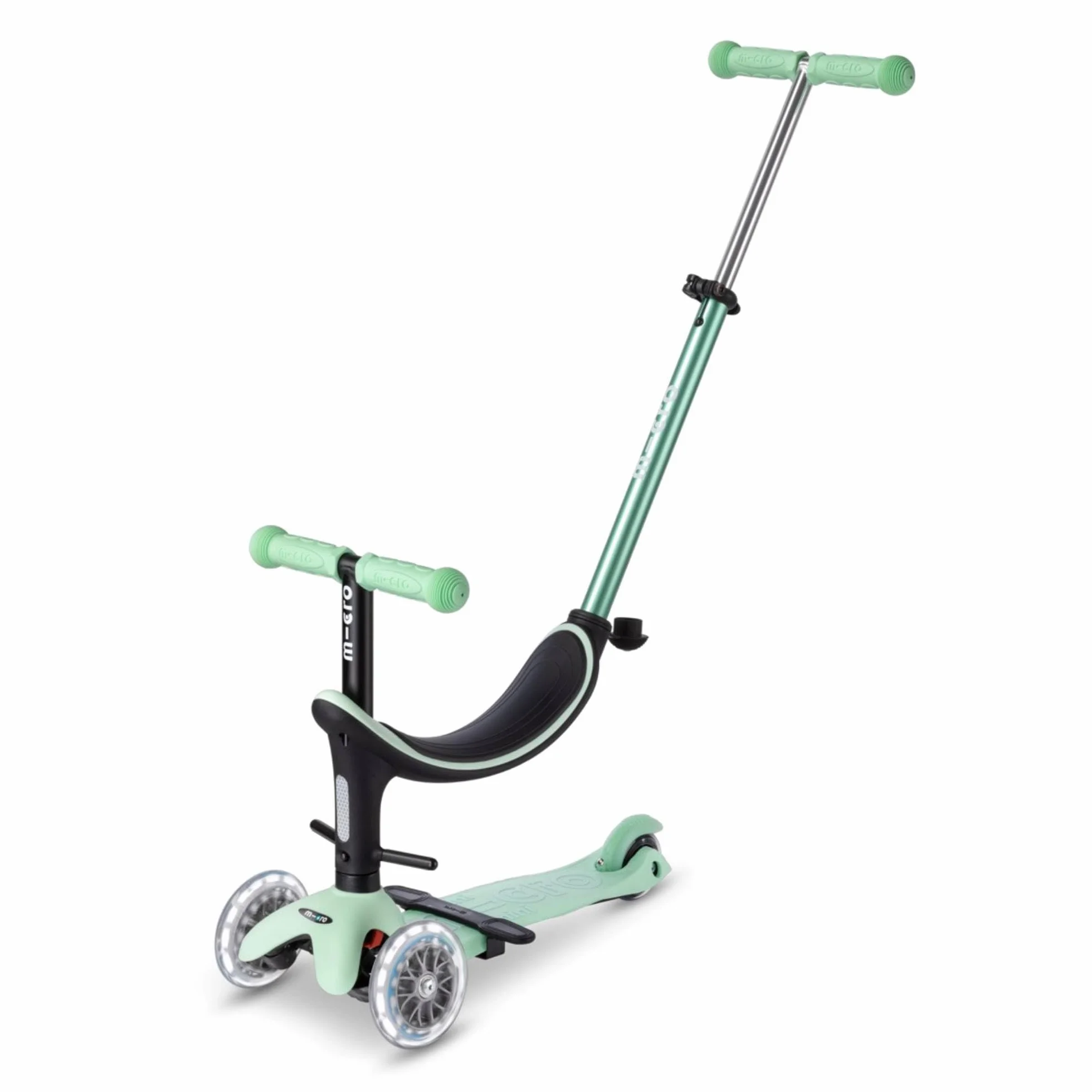 Micro Mini2Grow Deluxe LED Patinete Evolutivo 4en1 con Asiento para Niños 1-6 Años
