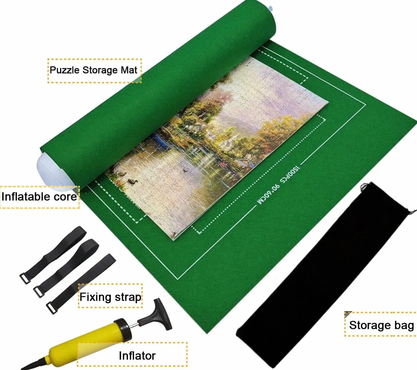 Tapete para Puzzle Roll Fieltro Puzzle Mat 1000/1500 Piezas Verde