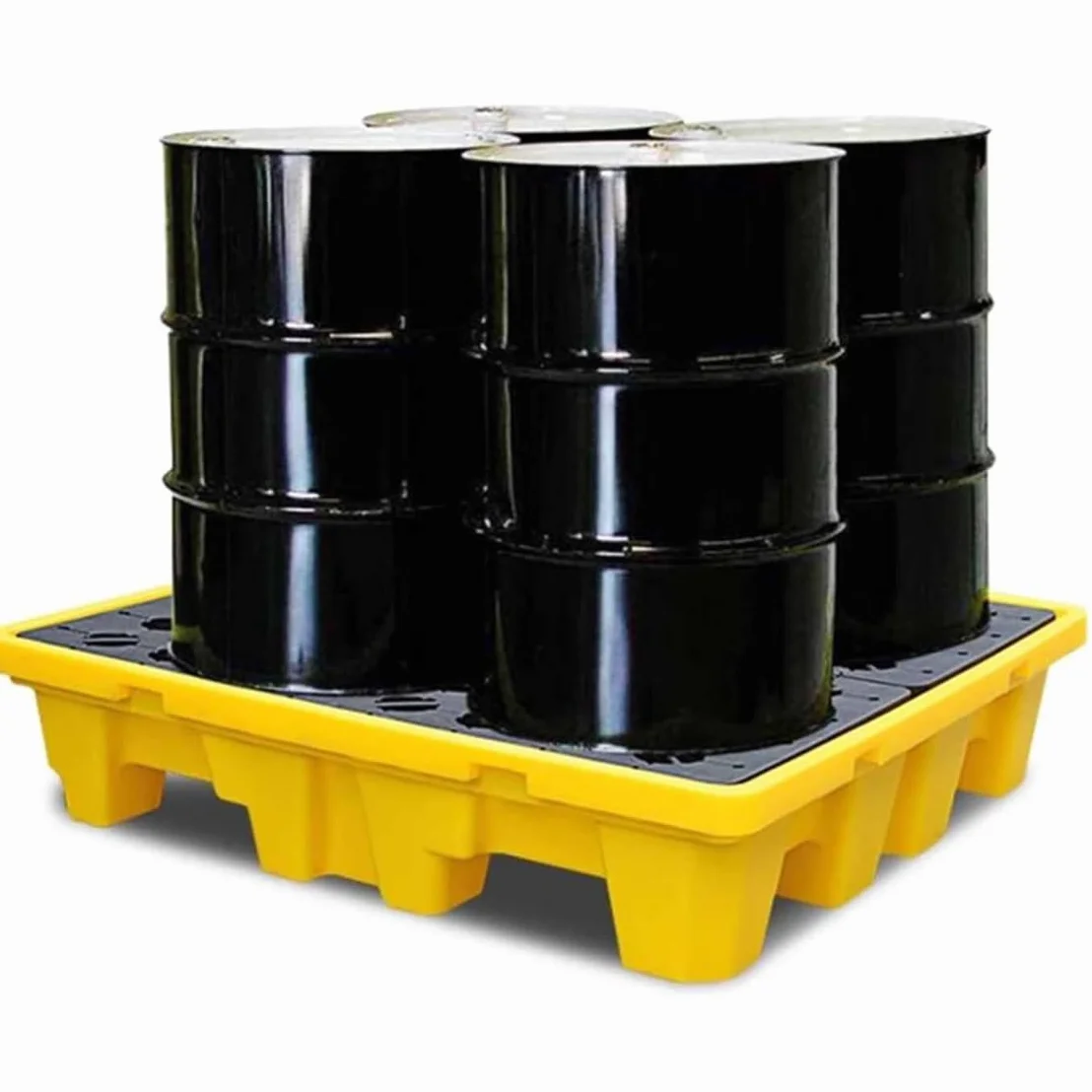 Plataforma antiderrames, plataforma de contención de derrames con salida de drenaje, tarimas antiderrames modulares apilables, bandeja modular para cubos de pintura apilables,66x66x15cm