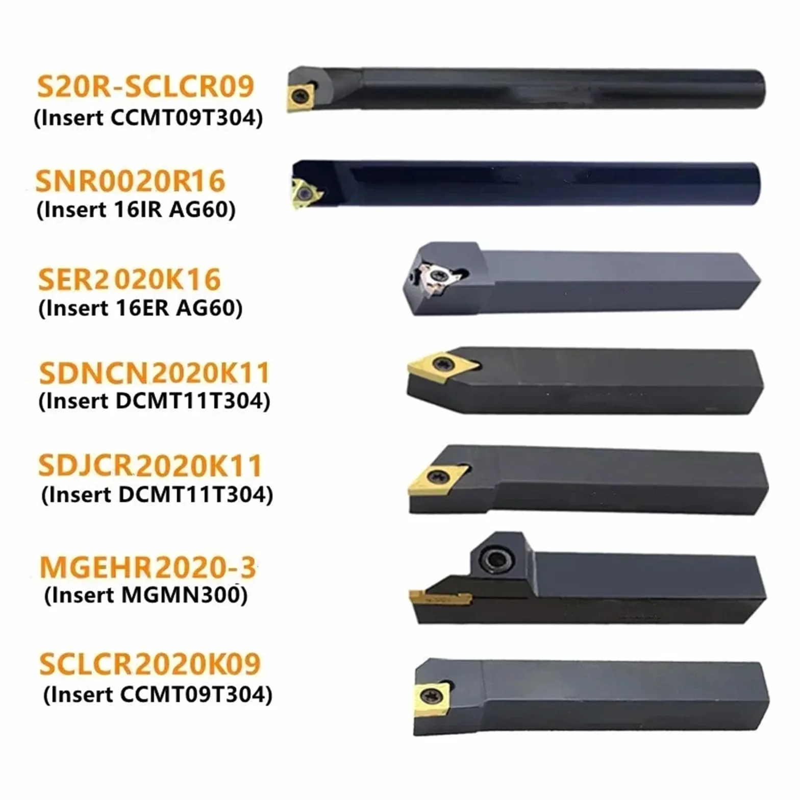 Herramientas de torneado 7 juegos de portaherramientas de torneado de torno CNC de 20 mm, barra de mandrilar con insertos y llaves aplicables, juego for torneado y roscado(20mm for Stainless)