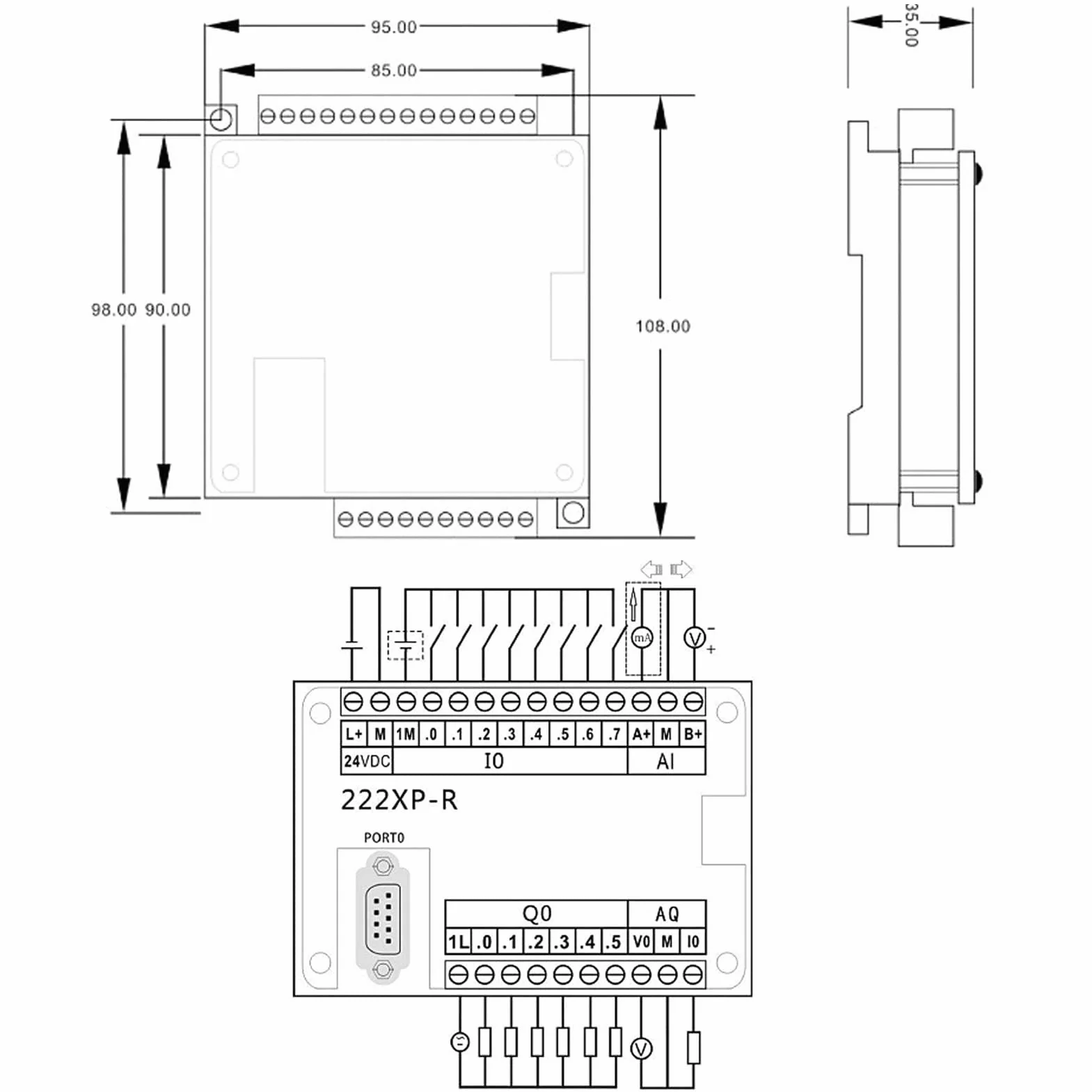 Placa De Control Industrial Controlador Lógico Programable PLC CPU 222XP Accesorio Compatible Con S7 200 Para Control 24V DC