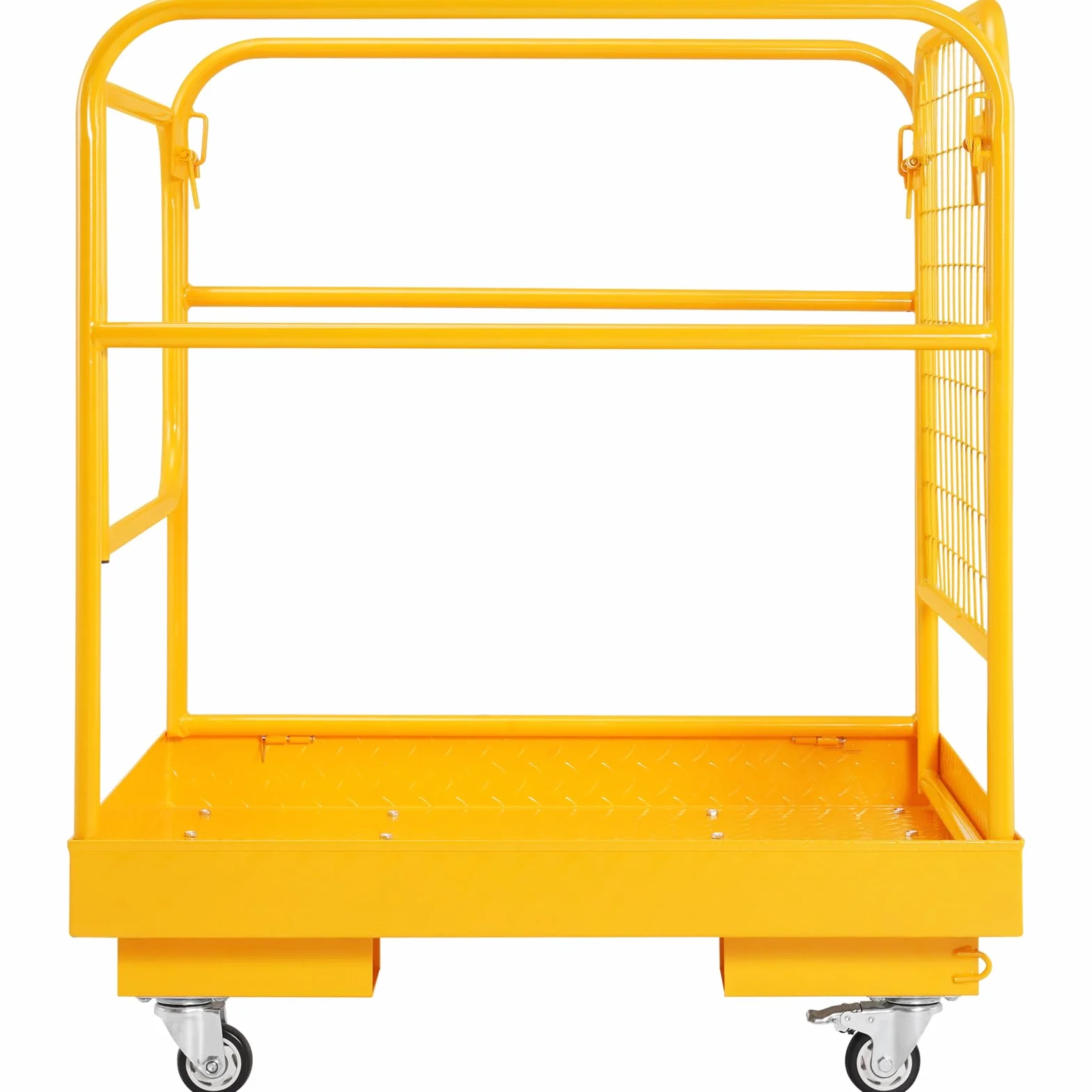VEVOR Jaula de Seguridad Carretilla Elevadora Carga 544kg Plataforma de Trabajo Plegable 92x92cm 1-2 personas Ruedas Giratorias Bloqueables Cadena de Drenaje con Orificio Seguridad para Trabajo Aéreo