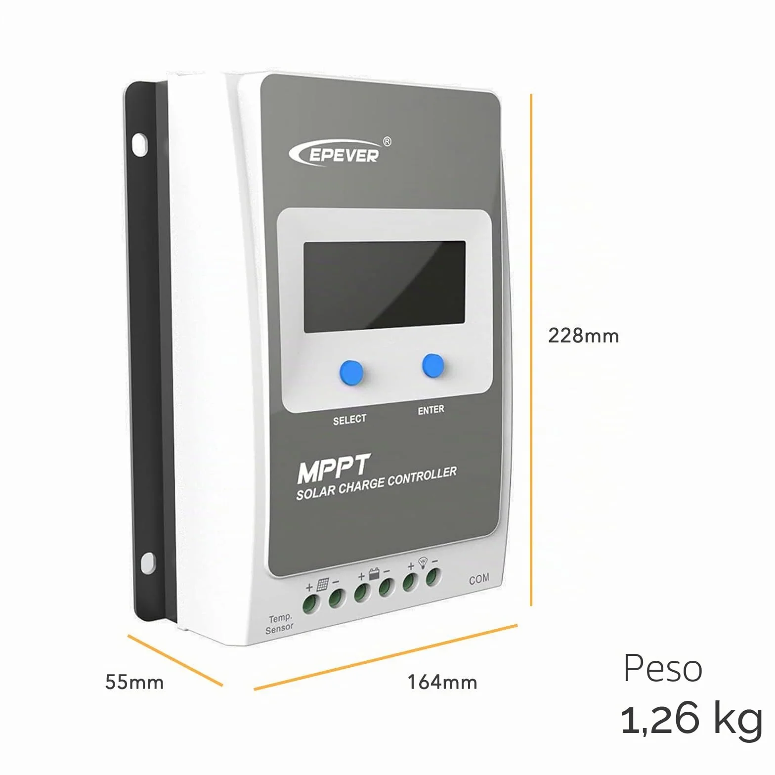 EPEVER® MPPT Tracer-AN G3 – Tracer3210AN G3 Regulador de Carga Solar, 30A, 12/24VDC auto work, PV 100V, Pantalla LCD, Puesta a tierra negativa común