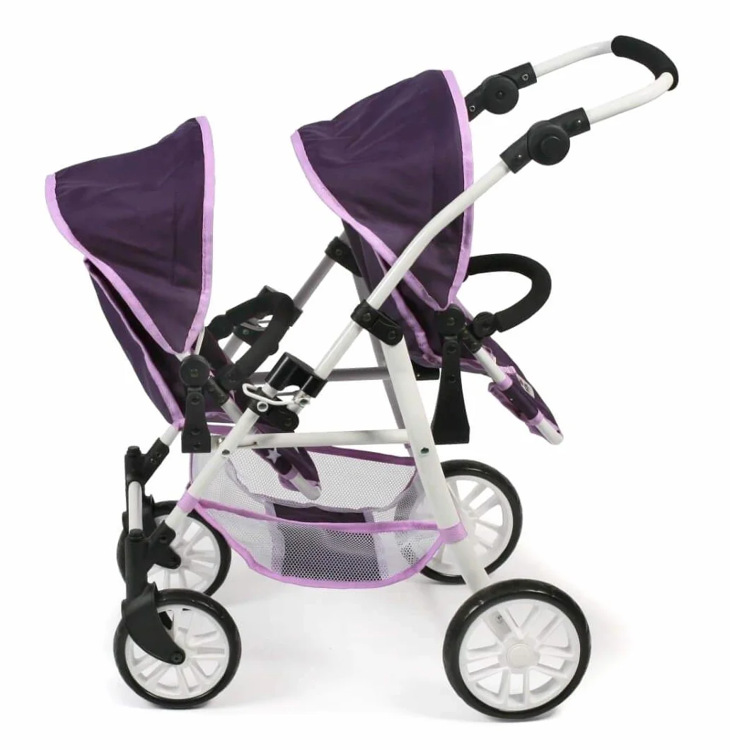 Tandembuggy Twinny Cochecito doble para muñecas morado