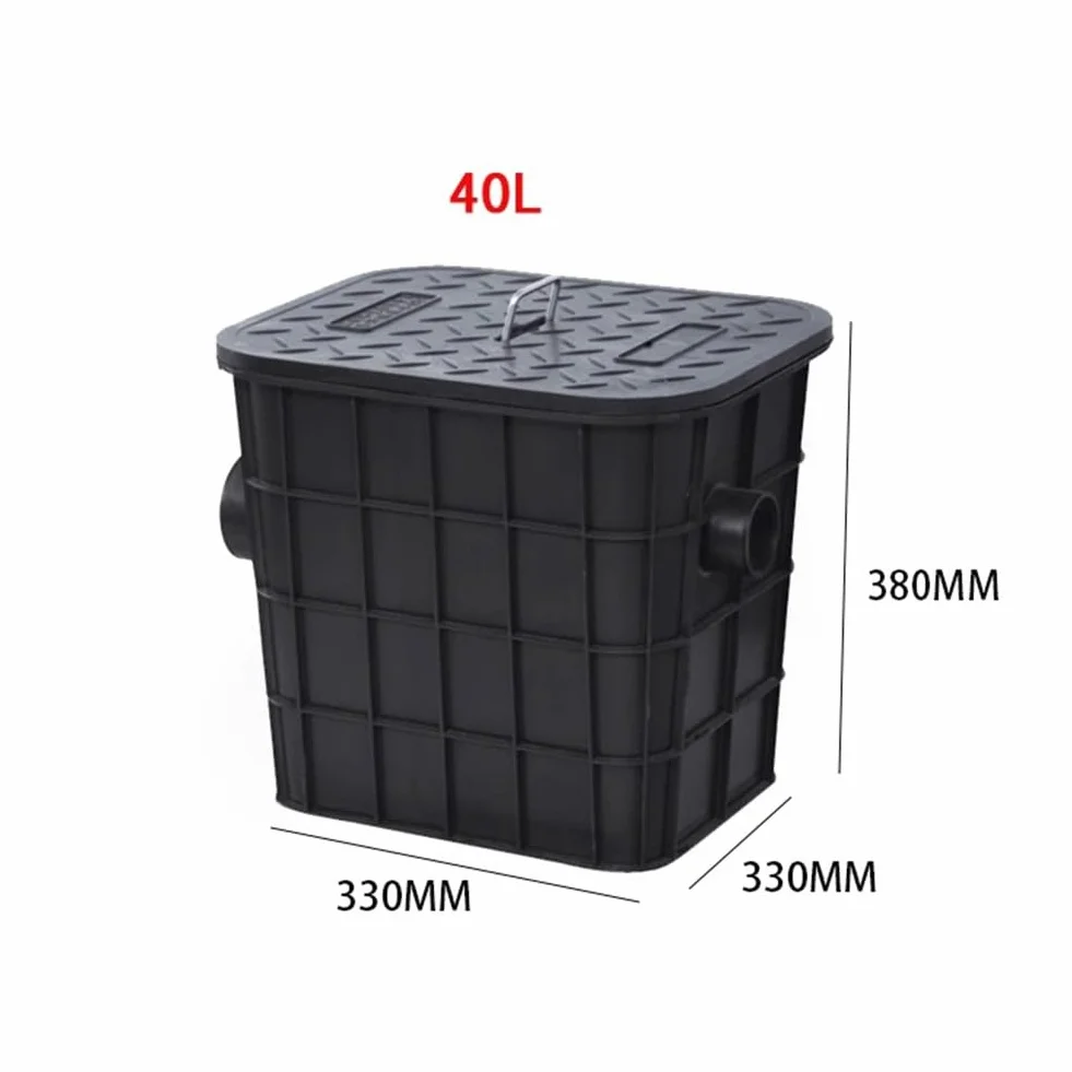 Trampas De Grasa De Polietileno, Separador De Agua Y Aceite Usado, Depósitos Interceptores De Grasa Comerciales Para Cocinas Bajo Fregadero De Restaurantes(40L/33X33X38CM)