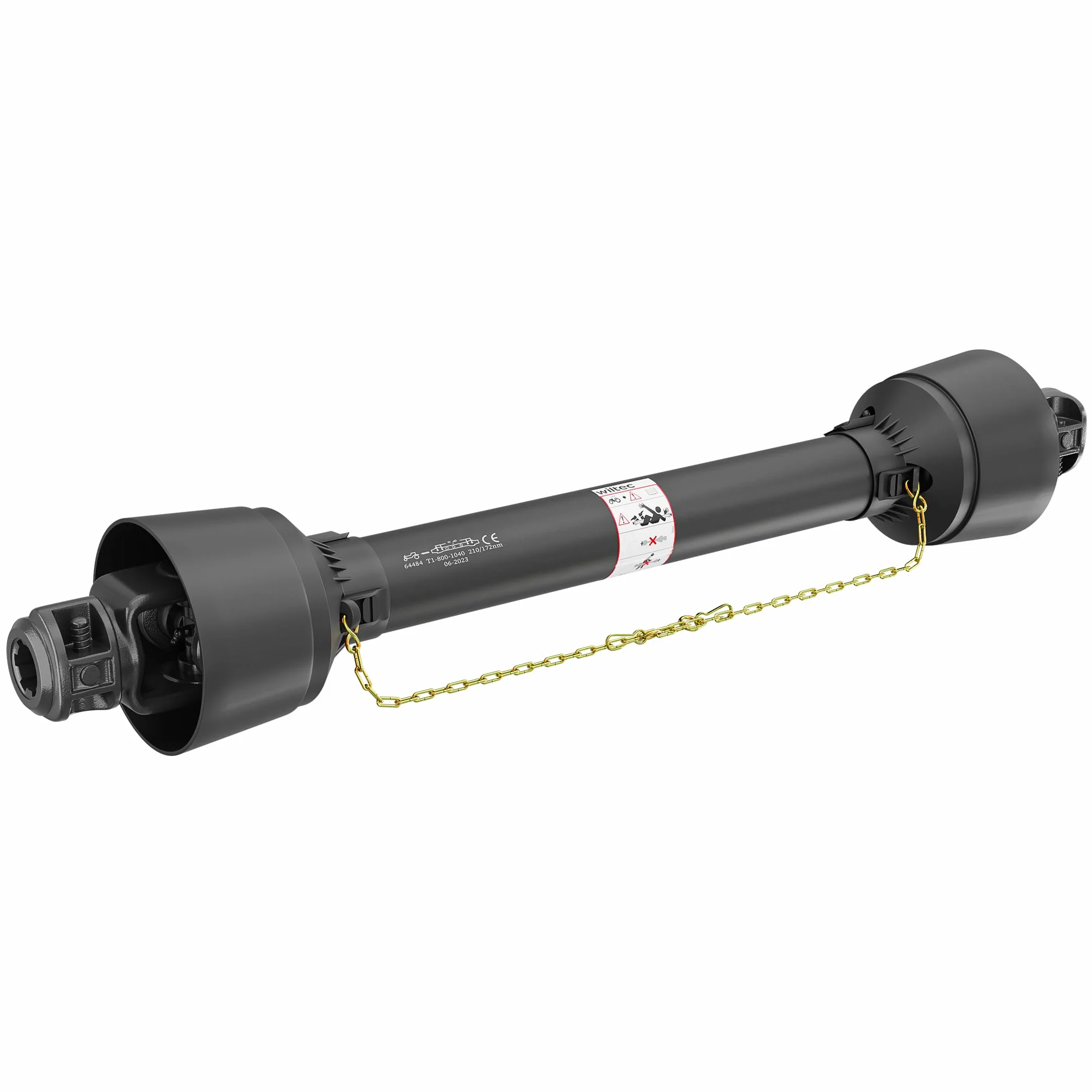 WilTec Toma de Fuerza T1 Eje transmisión cardán 800-880mm 210Nm 540rpm PTO 18kW 25CV 2X 1 3/8" 6 Dientes