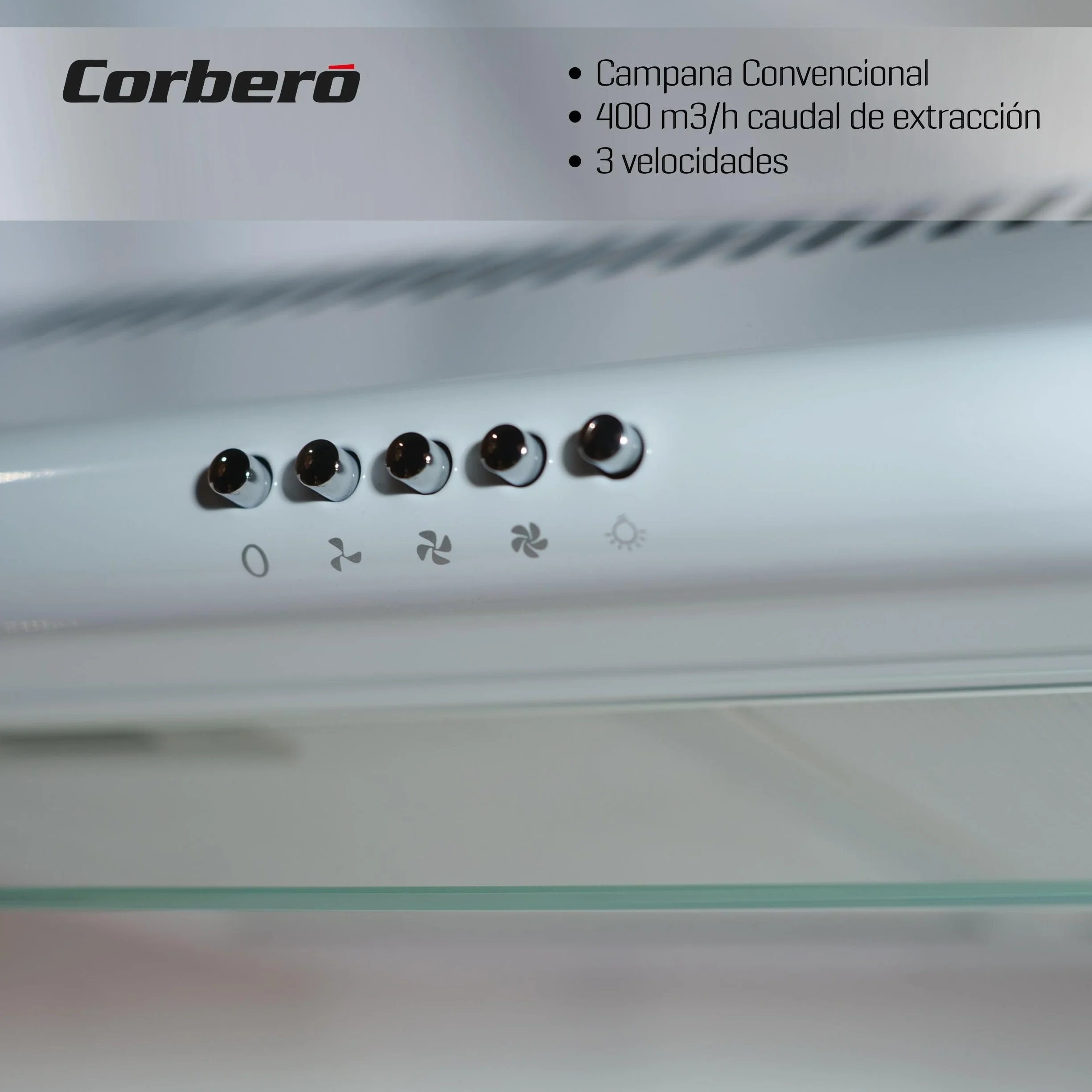 Corbero Campana Convencional 60 cm SELATI640W 400 m3/h 65db 191,5 W Blanco