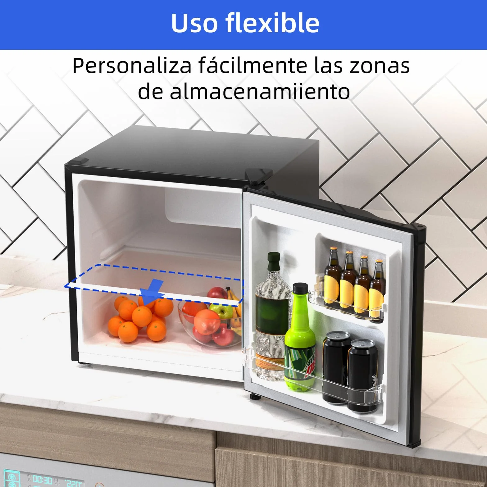 CHIQ Frigorífico Minibar 46L Compresor Incorporado Botellero Congelador Puerta Reversible Negro