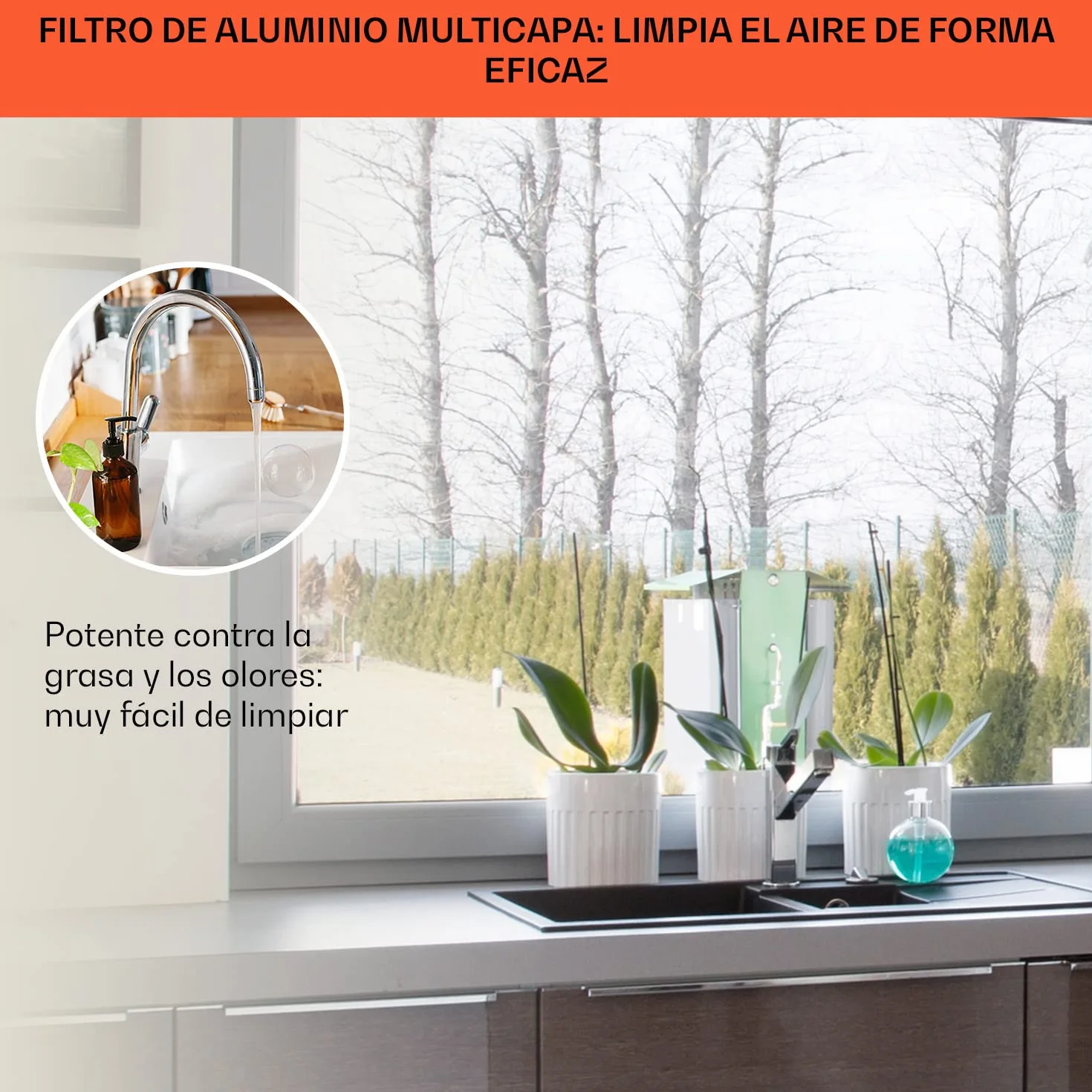 Klarstein Futurelight Smart Campana Extractora de Isla 420m³/h Acero Inoxidable Dorado
