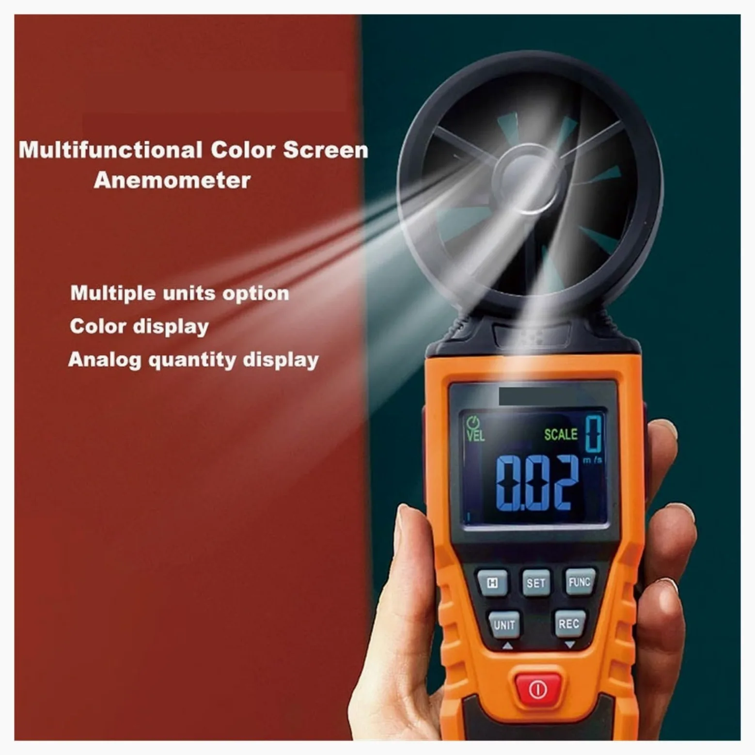 Anemómetro Medidor CFM De Velocidad Del Viento Digital Mano Prueba Medir El Flujo Aire Con Retroiluminación Mediciones Precisas Versátiles(BSD-340A)