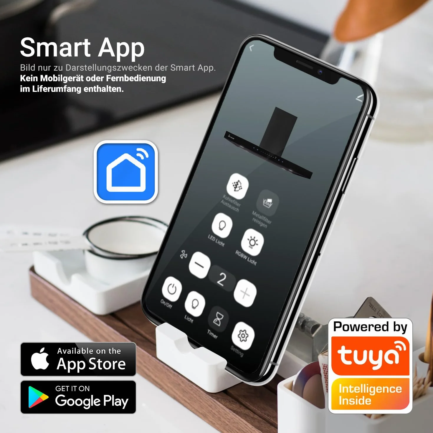 KKT KOLBE Campana 90 cm 680 m³/h Smart WiFi WLAN App Automatic SensorTouch Filtro de carbón FLAT-ISLAND-6S