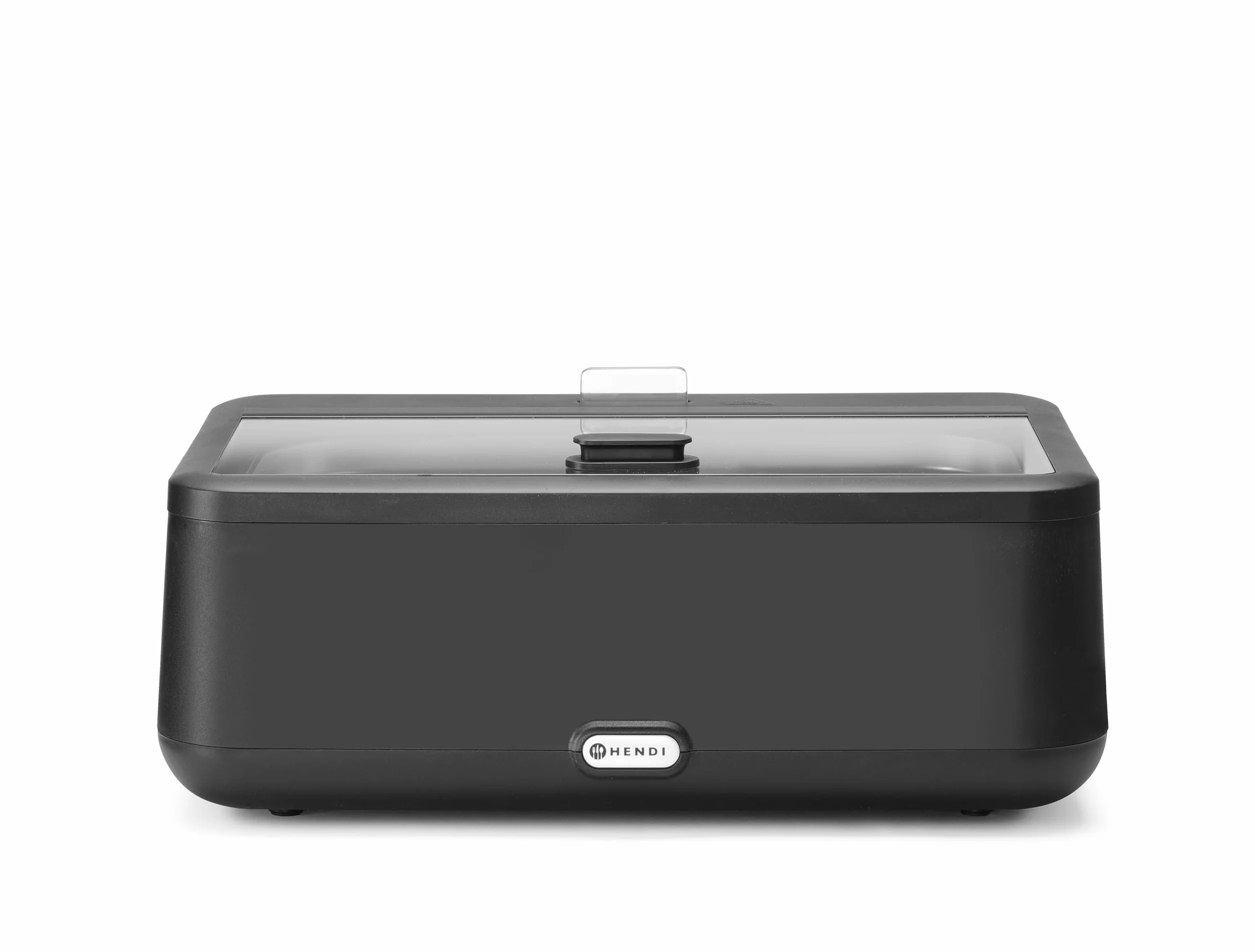 HENDI Chafing dish eléctrico UNIQ para buffet, GN 1/1, 12,5L, 35-85°C, 220-240V, 700W, 607x402x(H)245mm, aluminio, acero inoxidable, PP, vidrio templado, negro