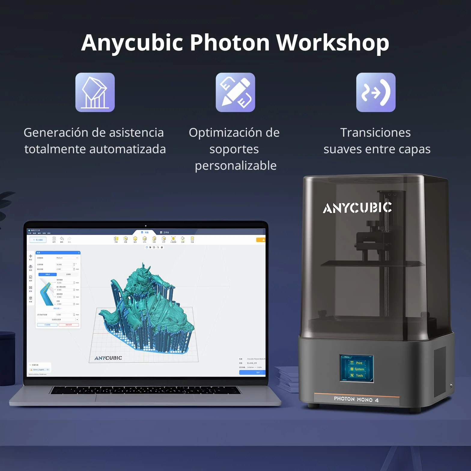 ANYCUBIC Impresora 3D Resina Photon Mono 4 10K, Impresión Rápida de 70 mm/h, Impresora Resina con Matriz LighTurbo Actualizada, Gran Tamaño de Impresión de 153,4 x 87 x 165mm³ (2,2L)