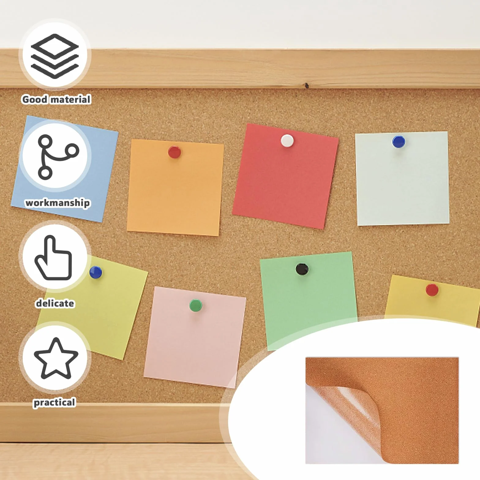 Sporgo Placas de Corcho Autoadhesivas 29,7 x 21 cm 3 mm para Manualidades Tableros de Notas