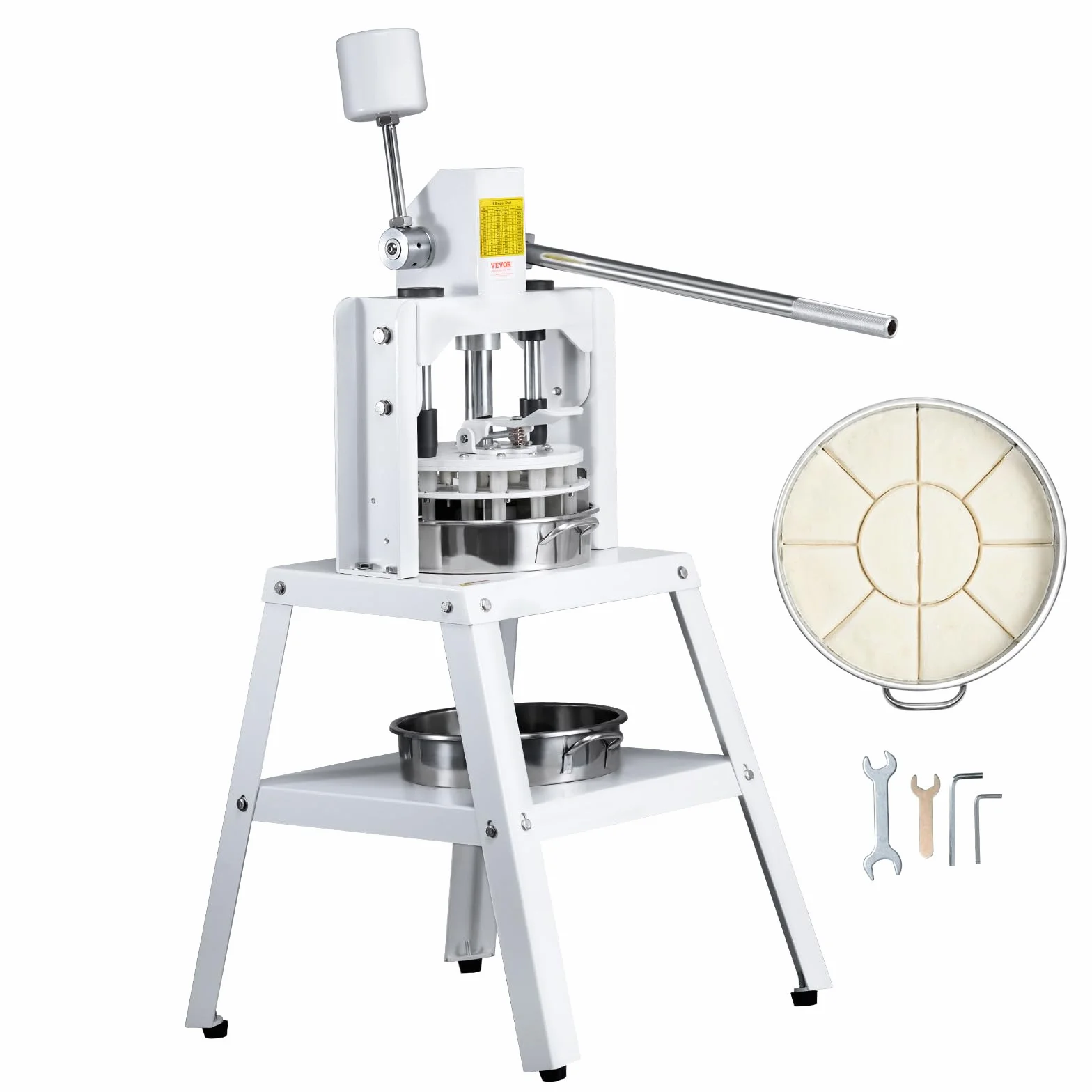 VEVOR Máquina Divisor de Masa Manual 10 Piezas Cortador de Masa de Prensa Manual Vertical 120-560 g con Bandeja y Hoja de Acero Inoxidable Máquina para Hacer Pan para Panadería, Restaurante
