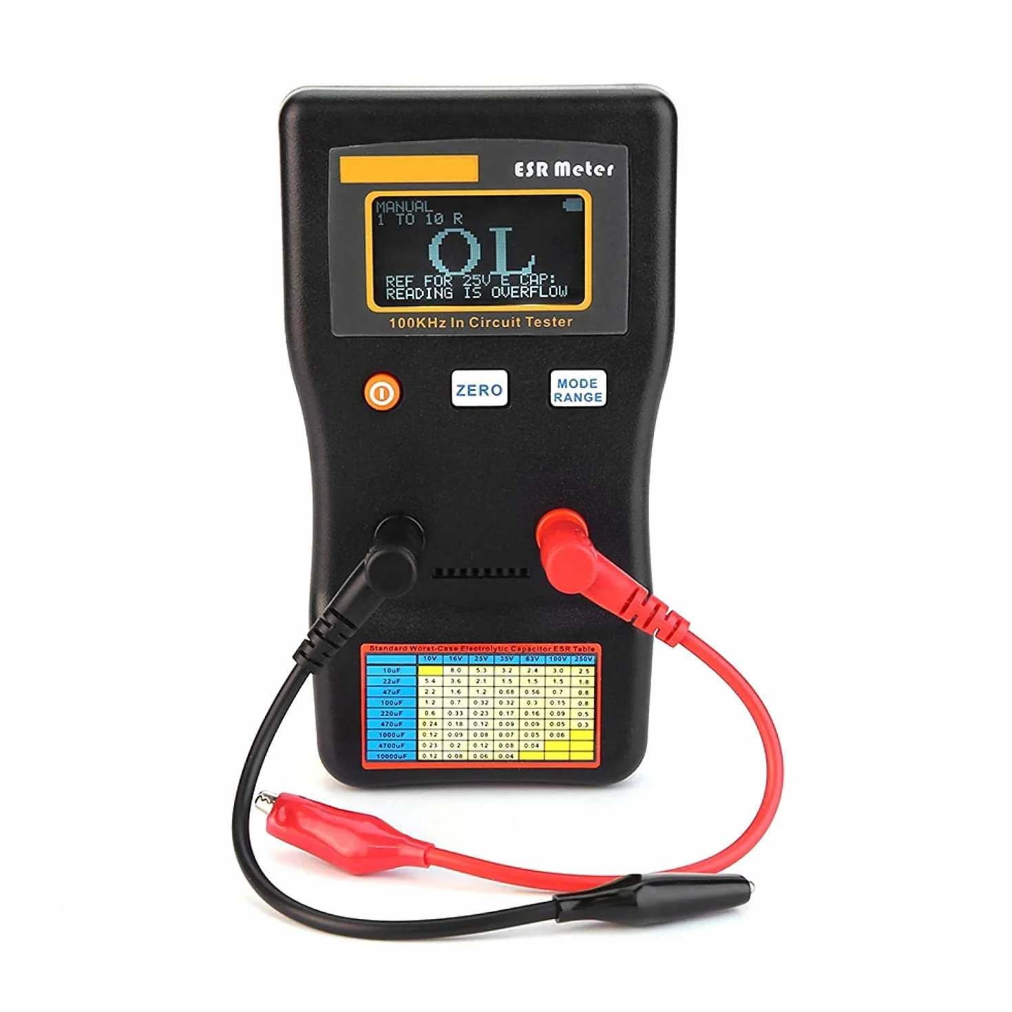 Tyenaza MESR-100, ESR Probador de Capacitancia, MESR-100 V2 Condensador de Medidor de Detección Automática LCR/Medidor de Ohmios Bajos 0.01 a 100R, para Medir Circuito de Resistencia de Capacitancia
