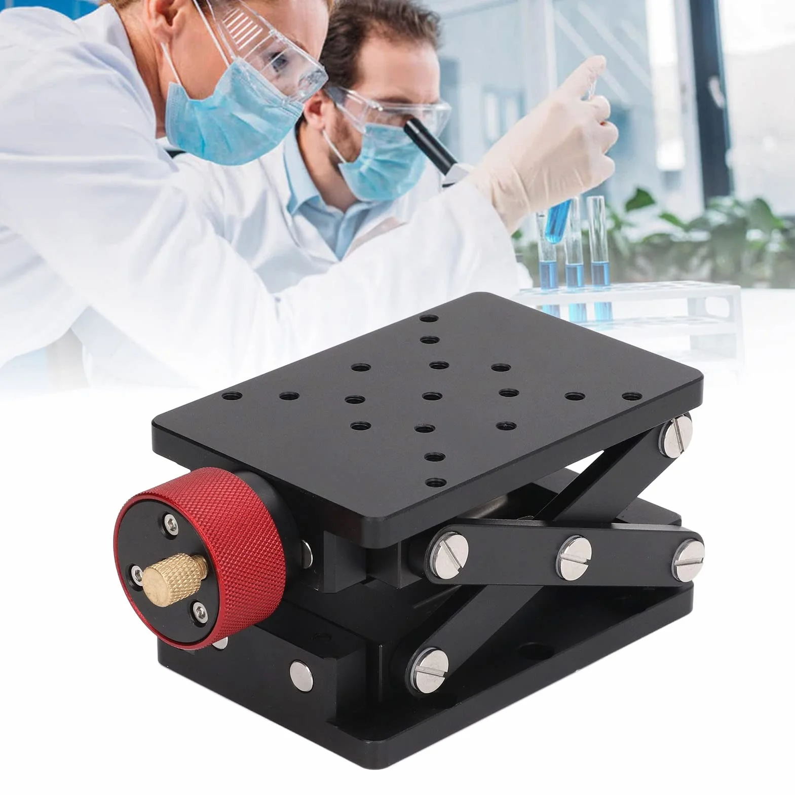 Elprico Plataforma de Elevación de Laboratorio con Altas Precisiones Manual de Aleación de Aluminio Manual de Ascensor de Elevador para Experimentos Físicos, Químicos y Biológicos, Estructura Estable