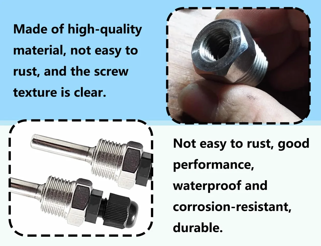 2 piezas de manguitos de inmersión,termopozo de acero inoxidable,tubos de protección de inmersión para termopares,sensor de tubo de rosca G 1/2 pulgada con tornillo de bloqueo(8 * 30 mm)