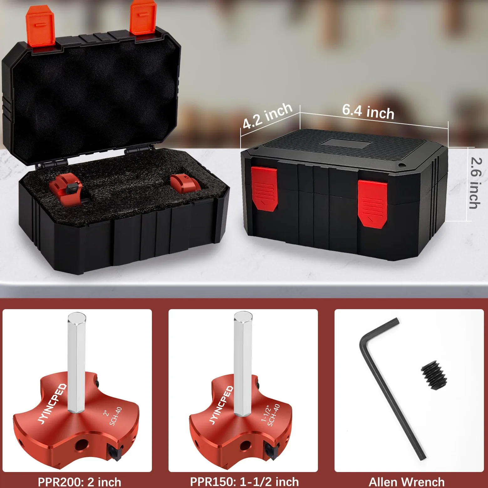Escariador de tubería de PVC de triple hoja de 1-1/2 pulgadas y 2 pulgadas, protector de enchufe de PVC con kit de escariador de montaje de tubería de plástico, herramienta de fontanería para cubo de