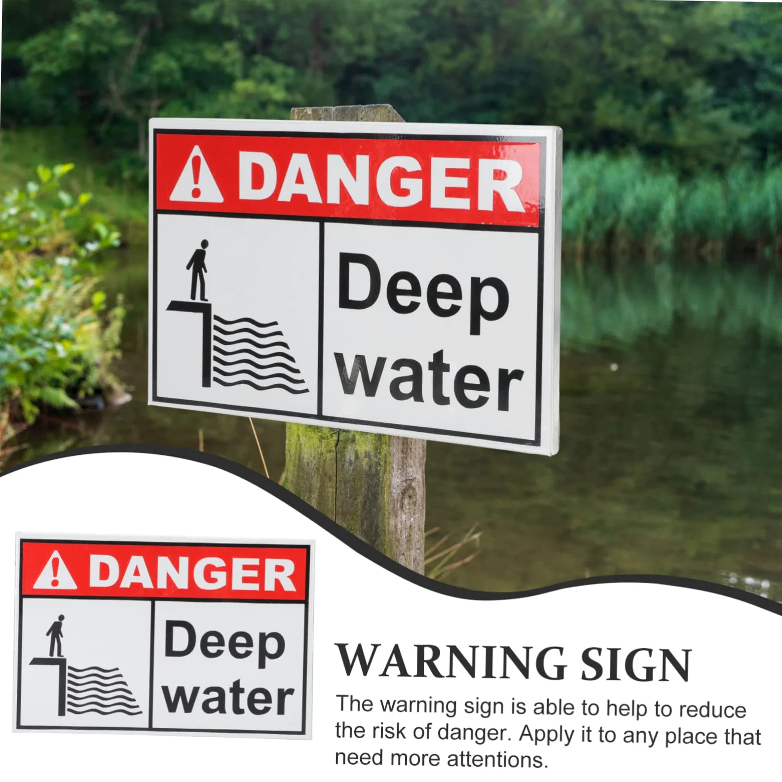 Didiseaon 3 Piezas De Señal De Identificación De Peligro De Profundidad De Agua Señal De Prohibición De Entrada De Stop es De Seguridad De Precaución Para De