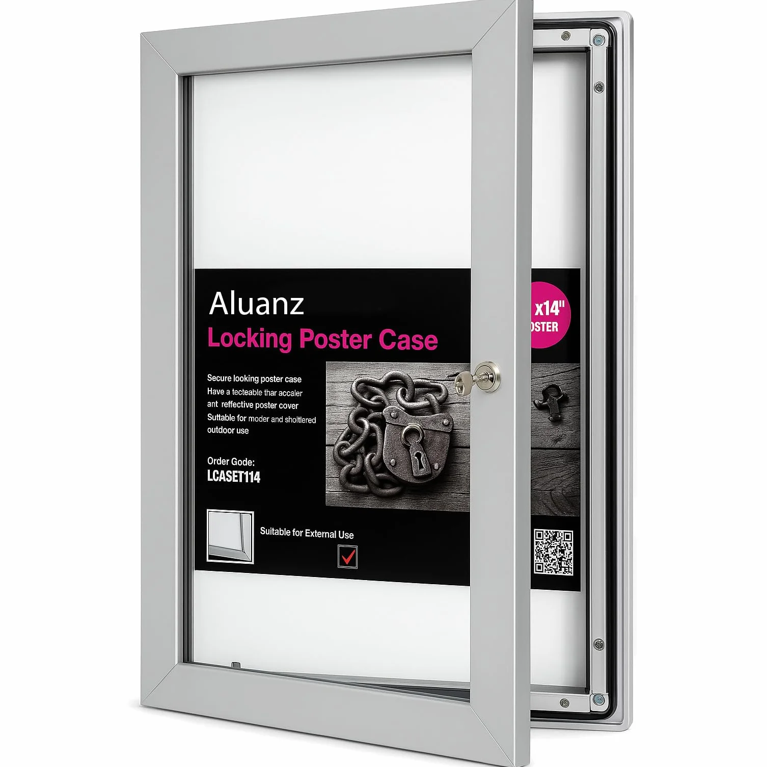 Vitrina de Exterior DIN A2 con Cerradura - Panel de Anuncios Resistente a la Intemperie - Montaje en Pared para Oficina, Restaurante u Hotel - 594 x 420 mm