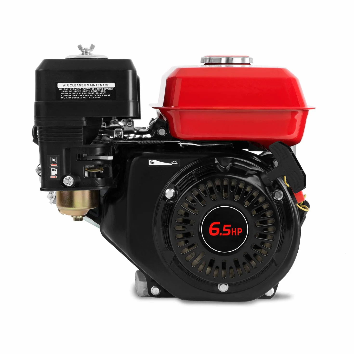 EBERTH Motor de gasolina 6,5CV, motor de gasolina de 4 tiempos con eje Ø 19,05mm, motor de kart con fusible de nivel de aceite, 1 cilindro, 196cc, arranque a tracción, refrigeración por aire