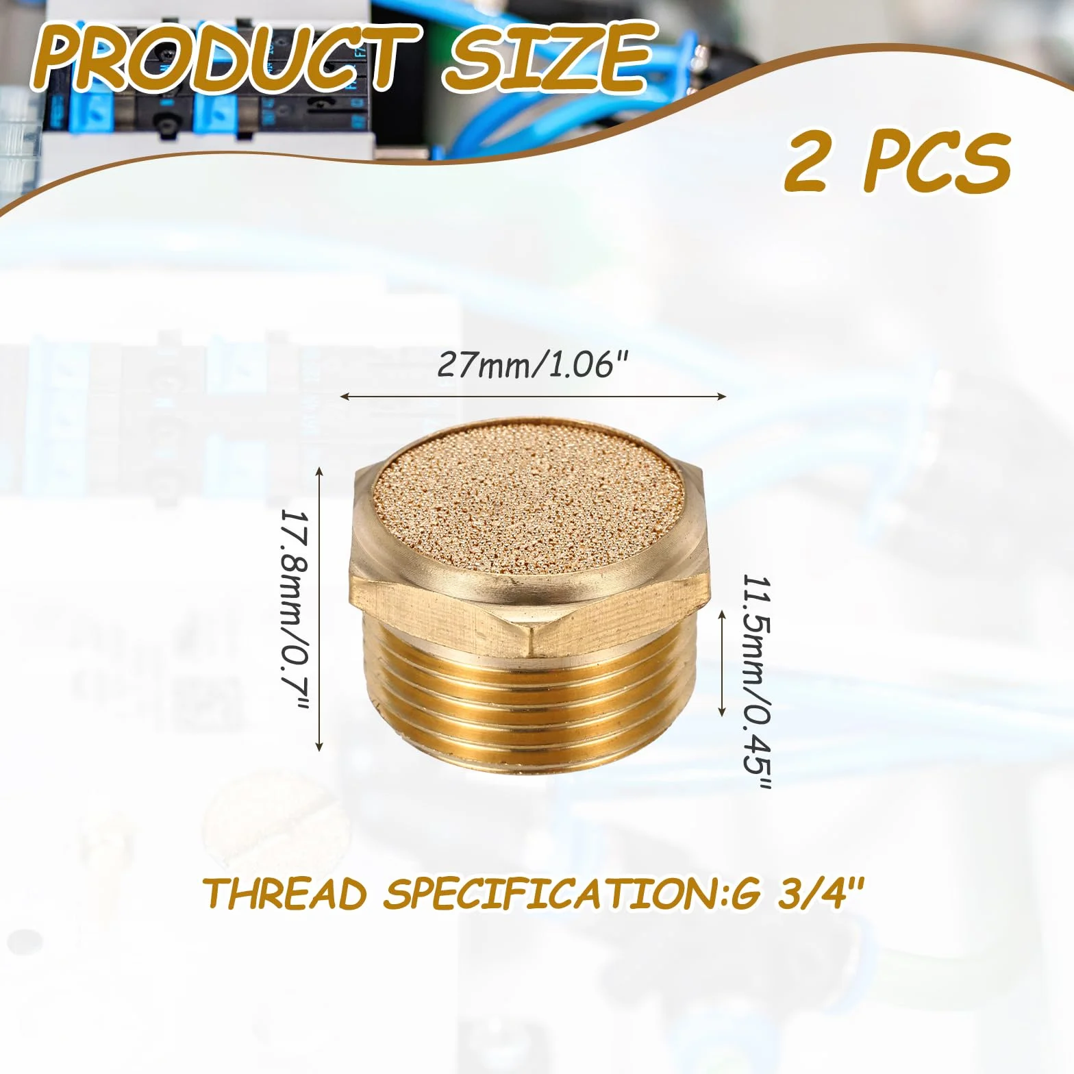 QUARKZMAN 2PCS G 3/4" Silenciador De Escape Neumático De Bronce Sinterizado