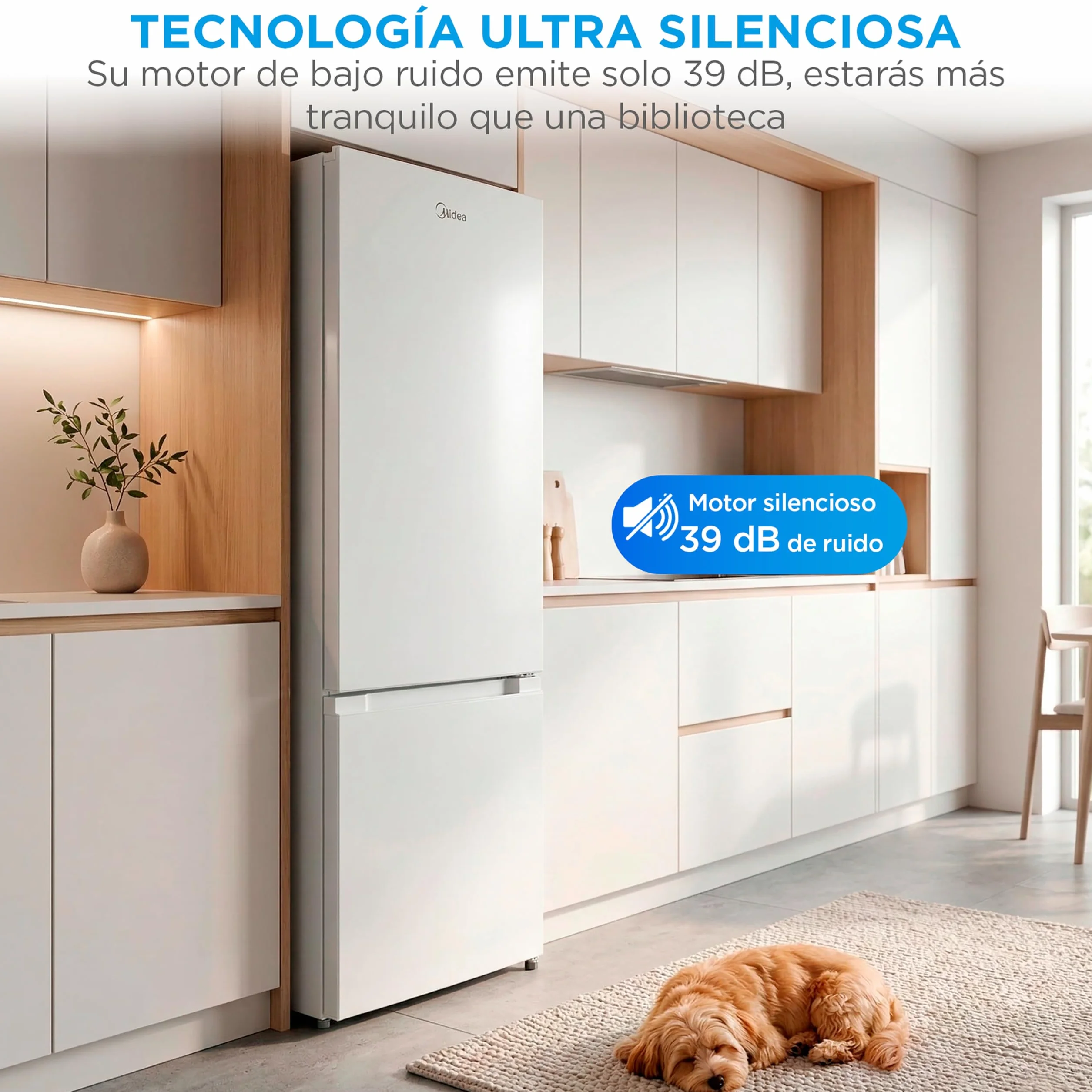 Midea Frigorífico Combi Blanco 262 L 55x177 cm Congelador 65L Low Frost Nevera Combi