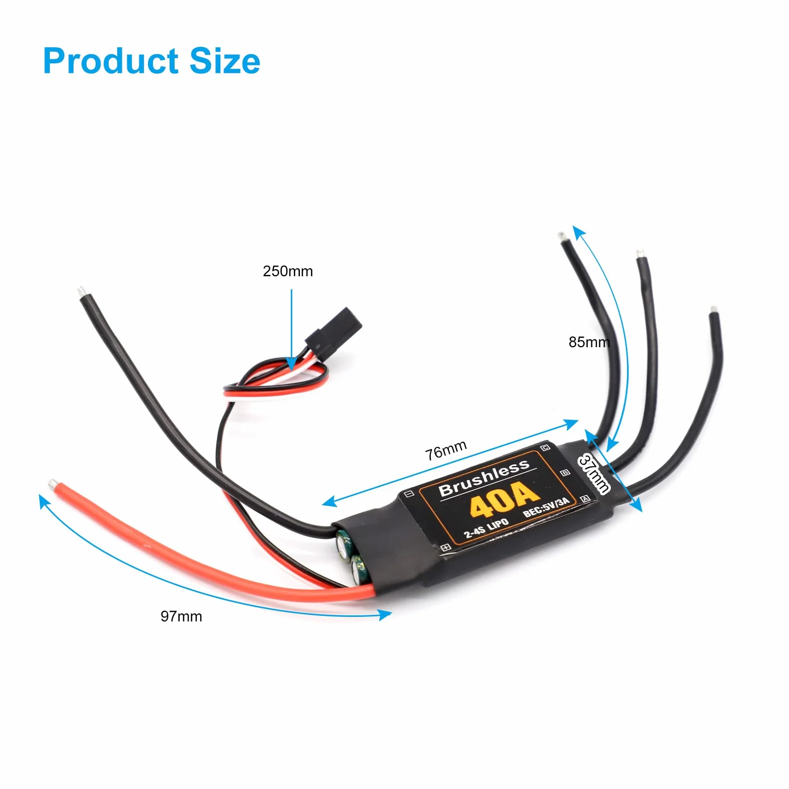 RUIZHI 40A ESC 2-4S Brushless Speed Controller 5V 3A BEC for RC Airplane Drone Helicopter