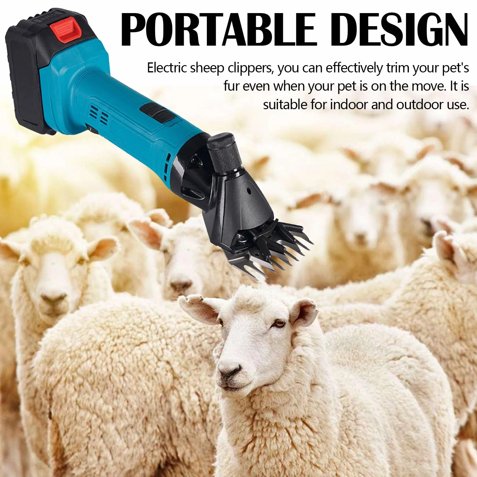 Esquiladora de Ovejas, 3000mah Esquiladora Profesional de Ovejas Esquiladora EléCtrica A BateríA 6 Velocidades Ajustables con 2 BateríAs para Ovejas Cabras Alpacas y Ganado Vacuno